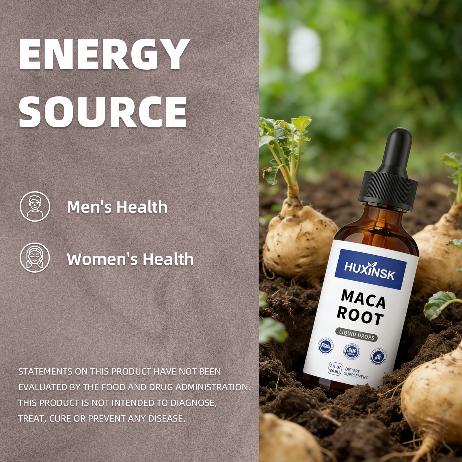 HUXINSK Maca Root Liquid Drops with measuring dropper