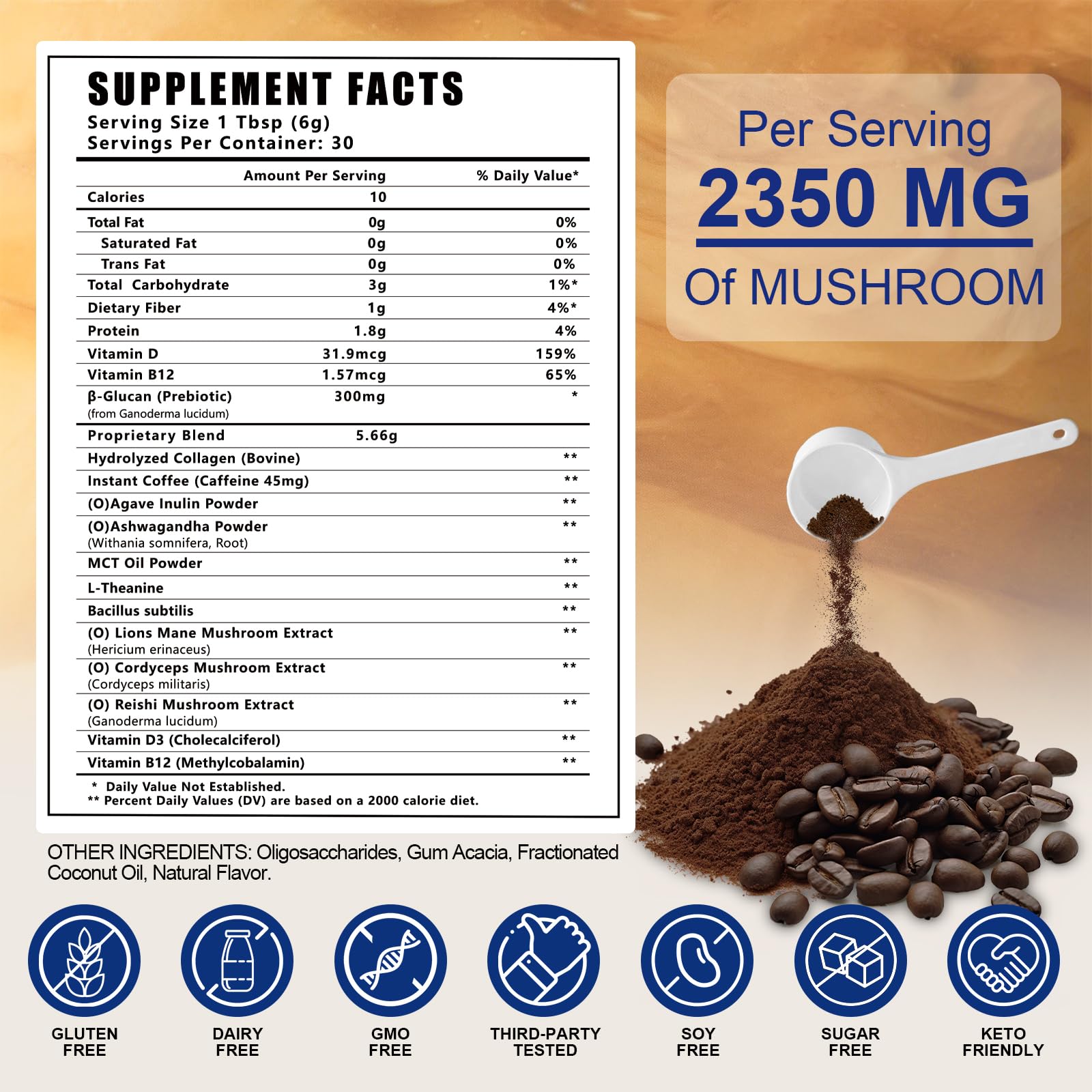 HUXINSK Mushroom Coffee 191g ingredients list