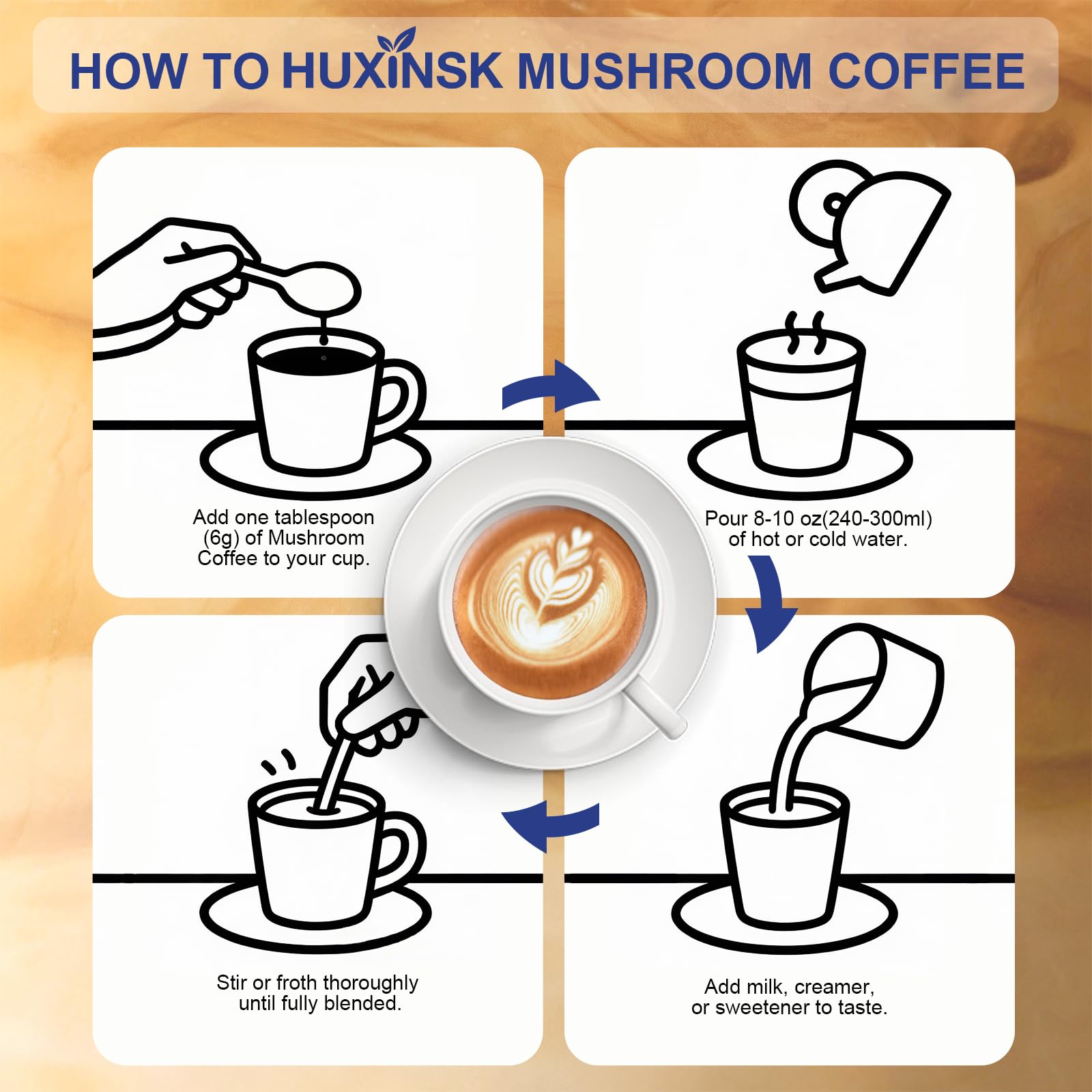HUXINSK Mushroom Coffee 191g side view of packaging