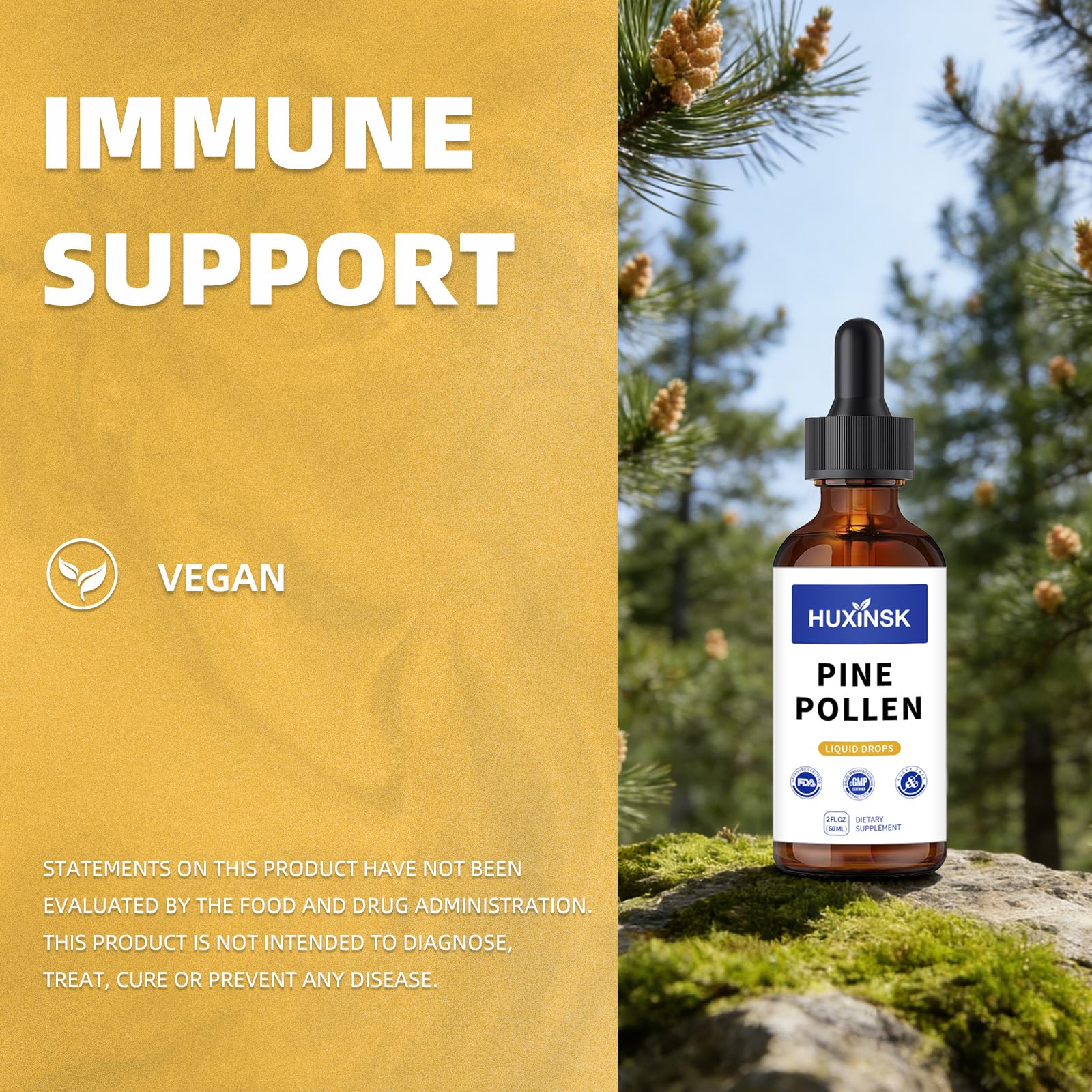 HUXINSK Pine Pollen Liquid Drops 60ml with a measuring spoon