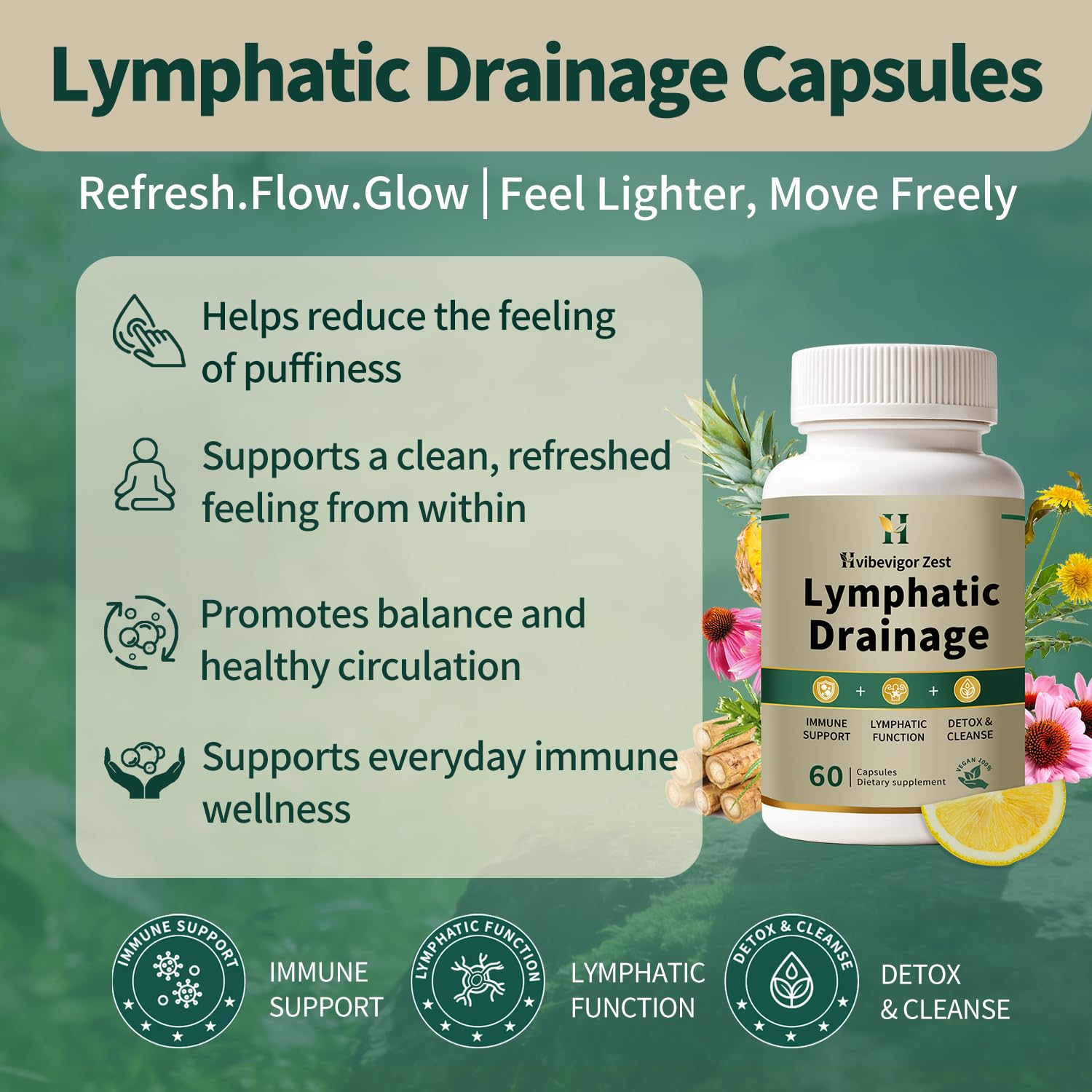 HVibeVigor Zest Echinacea capsules close-up