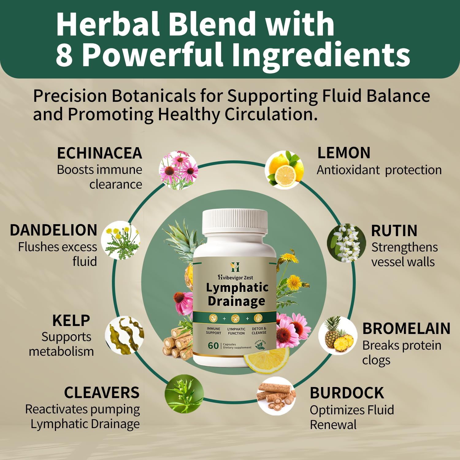 HVibeVigor Zest Echinacea supplement bottle side view