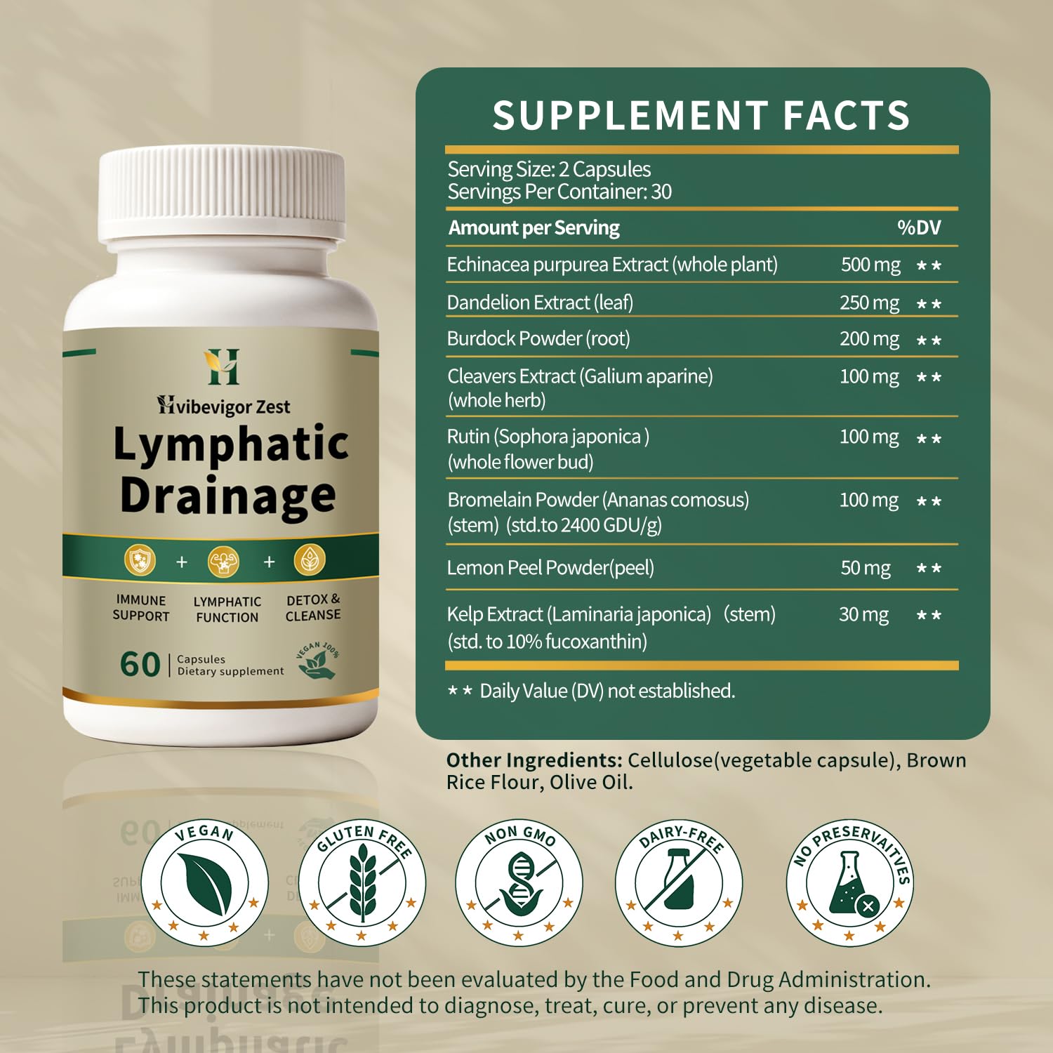 HVibeVigor Zest Echinacea supplement on a wooden table