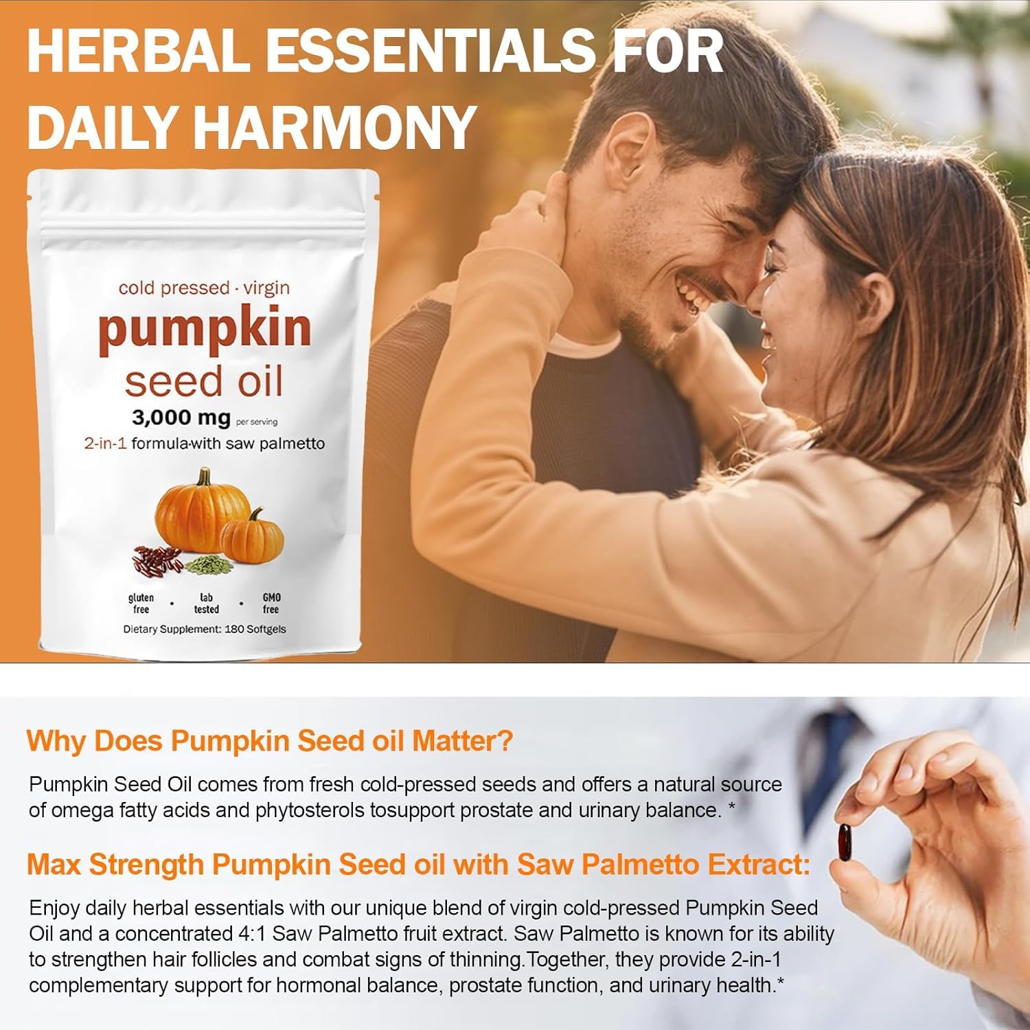 HWAXIGO Pumpkin Seed Oil with Saw Palmetto packaging details