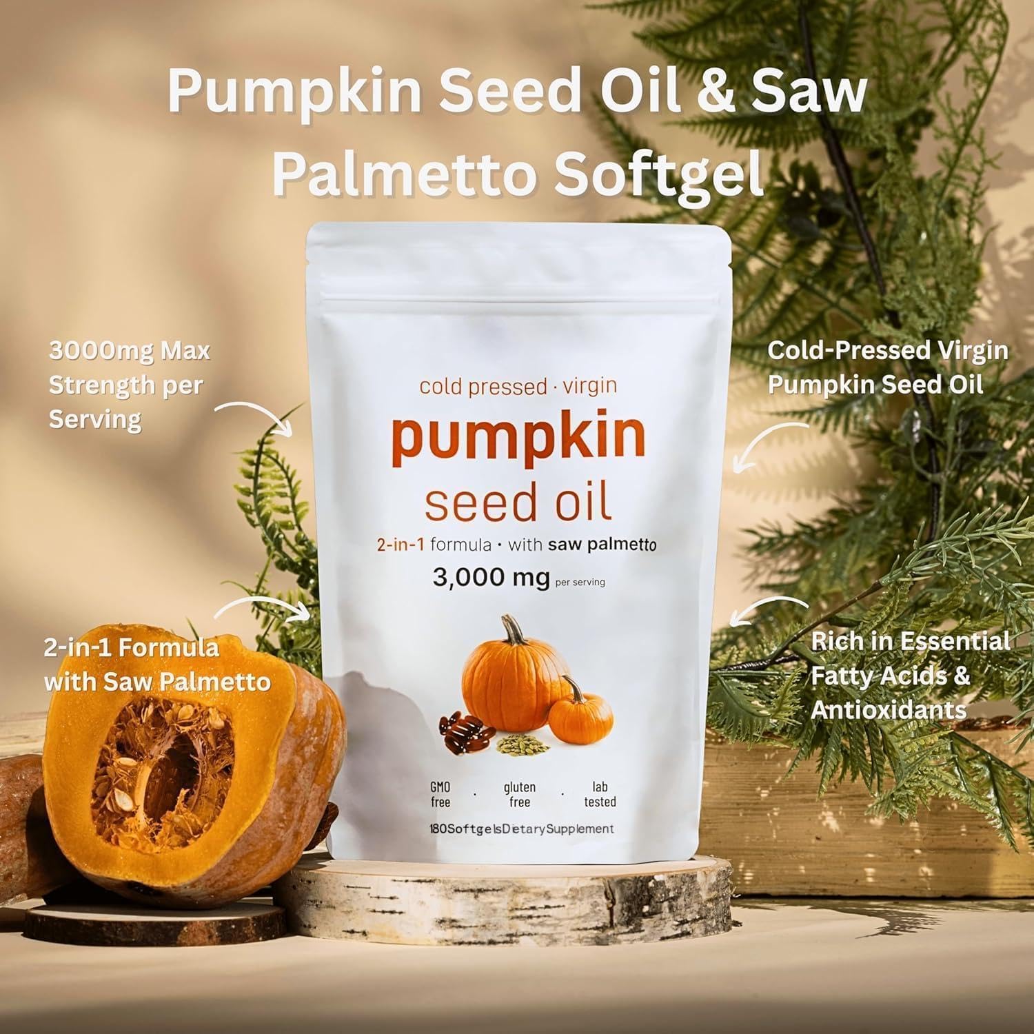 HWAXIGO Pumpkin Seed Oil with Saw Palmetto softgels lifestyle scene