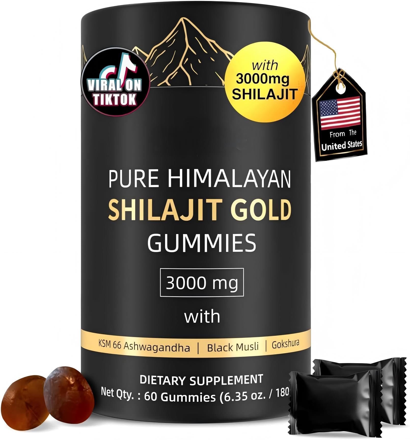 HWAXIGO Shilajit Gummies 60 count bottle front view