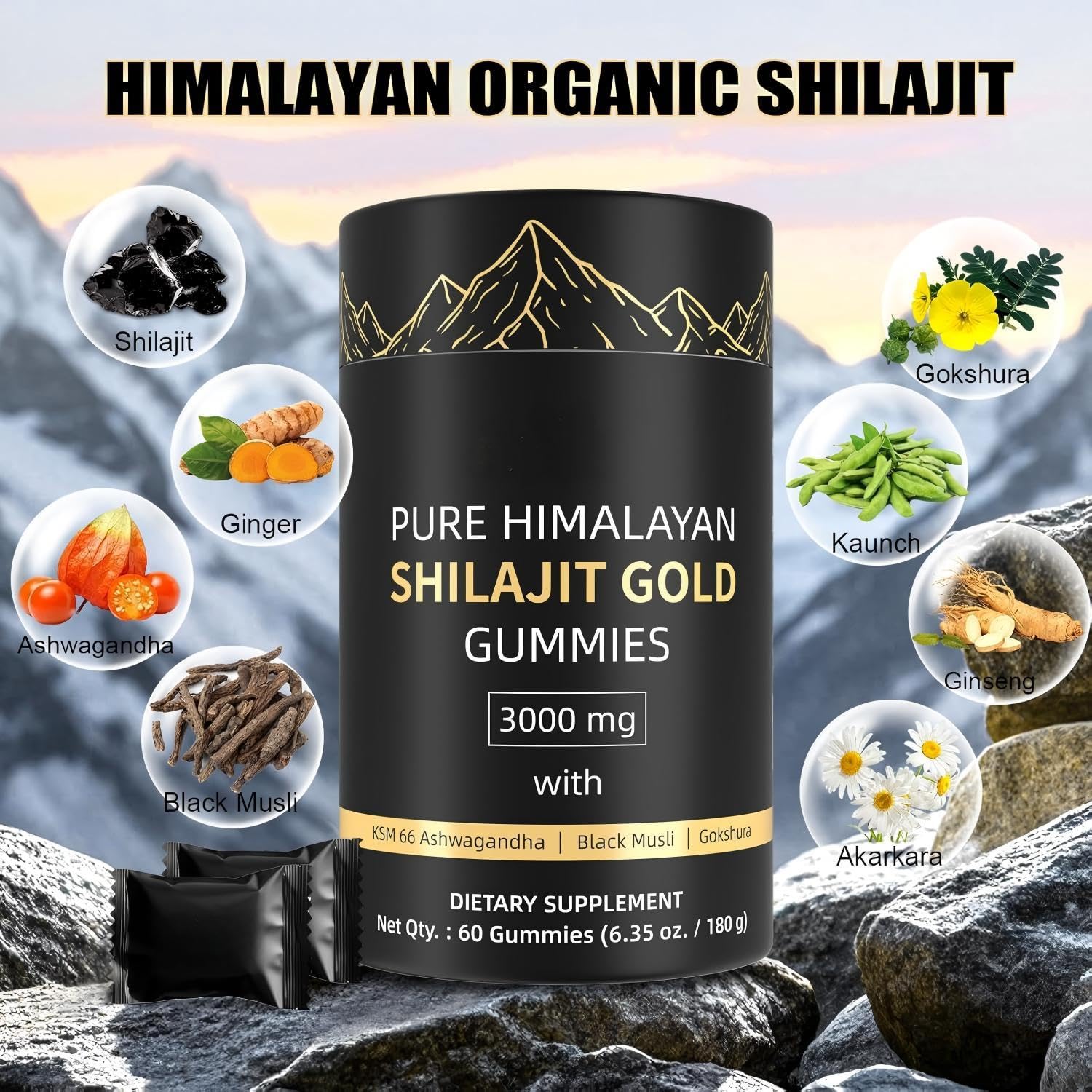 HWAXIGO Shilajit Gummies packaging side view