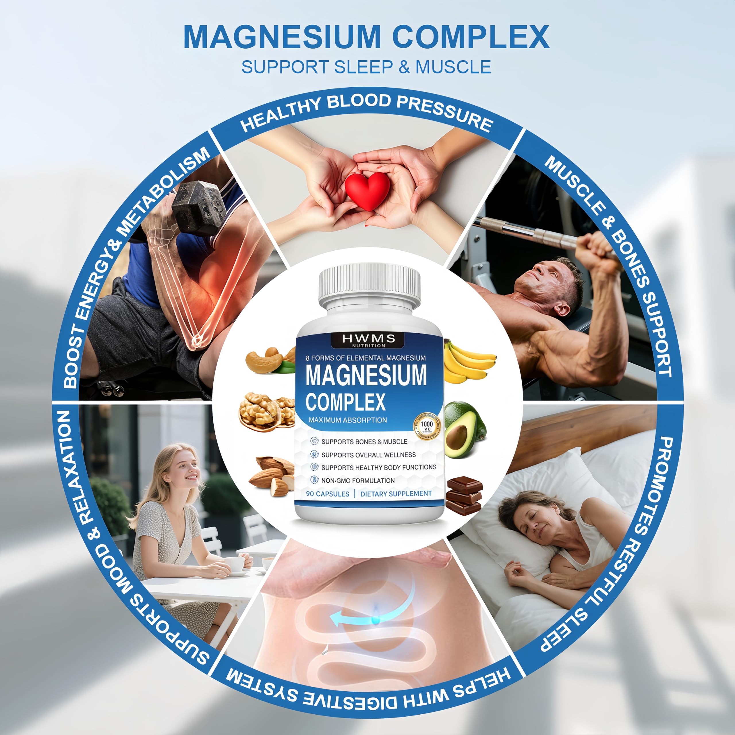 HWMS Magnesium Complex Capsules with a measuring spoon