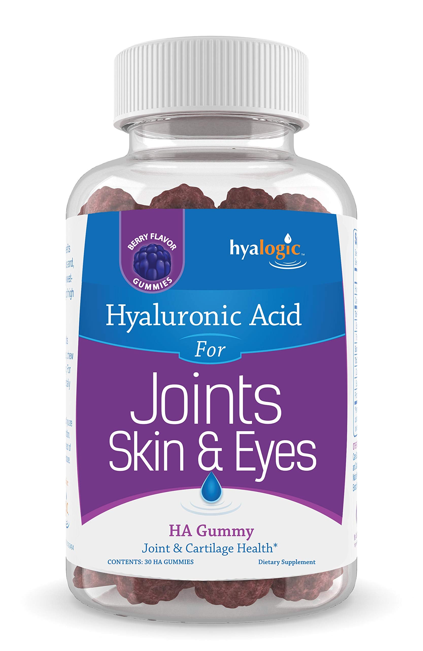 Hyalogic Hyaluronic Acid Gummies front view with mixed berry flavour