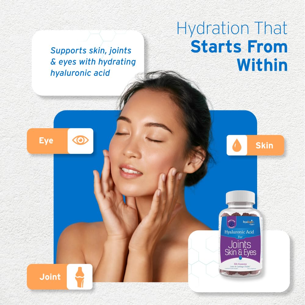 Hyalogic Hyaluronic Acid Gummies packaging showing nutritional information