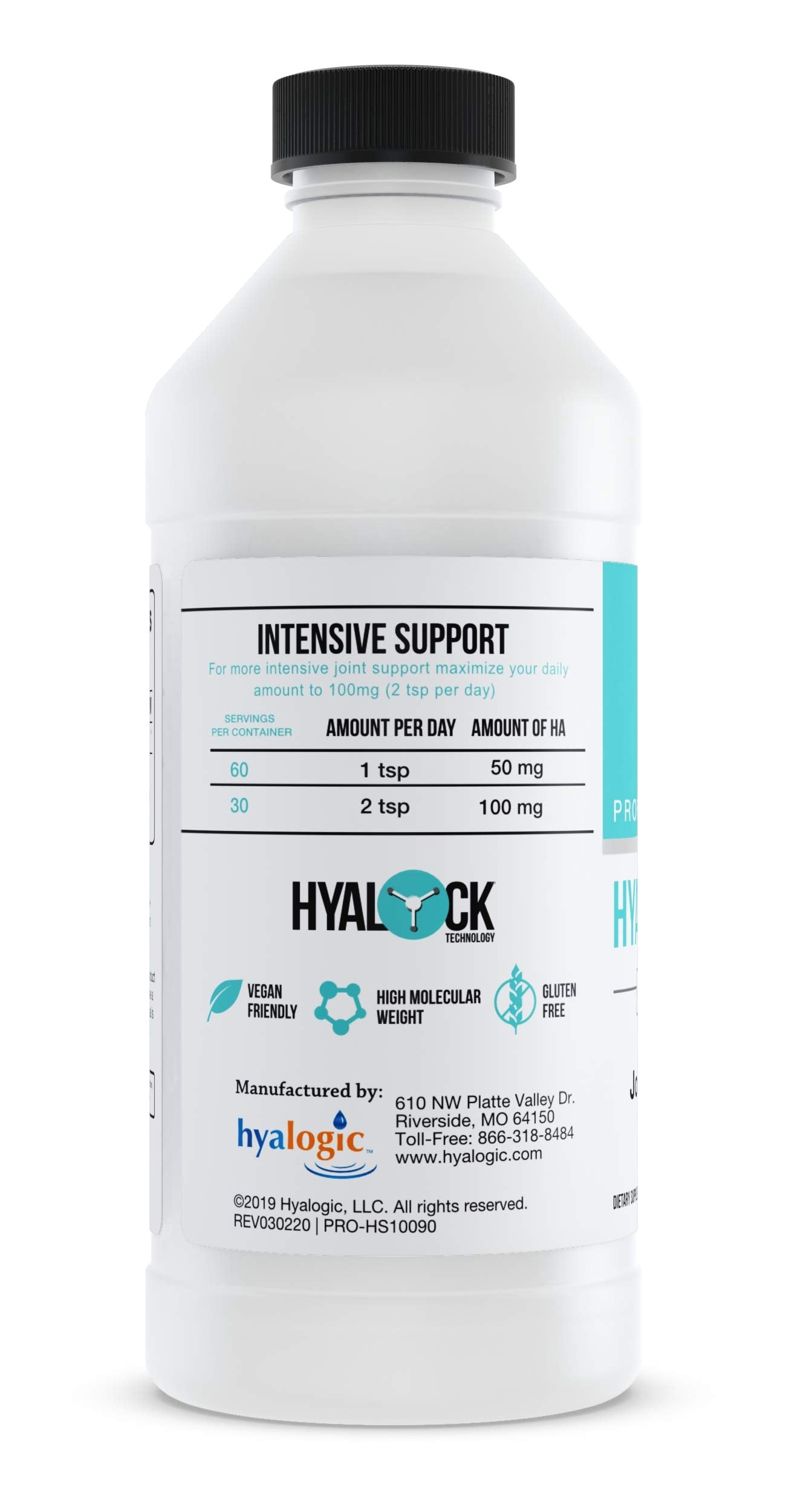 Hyalogic Hyaluronic Acid Liquid Supplement 10 oz back view