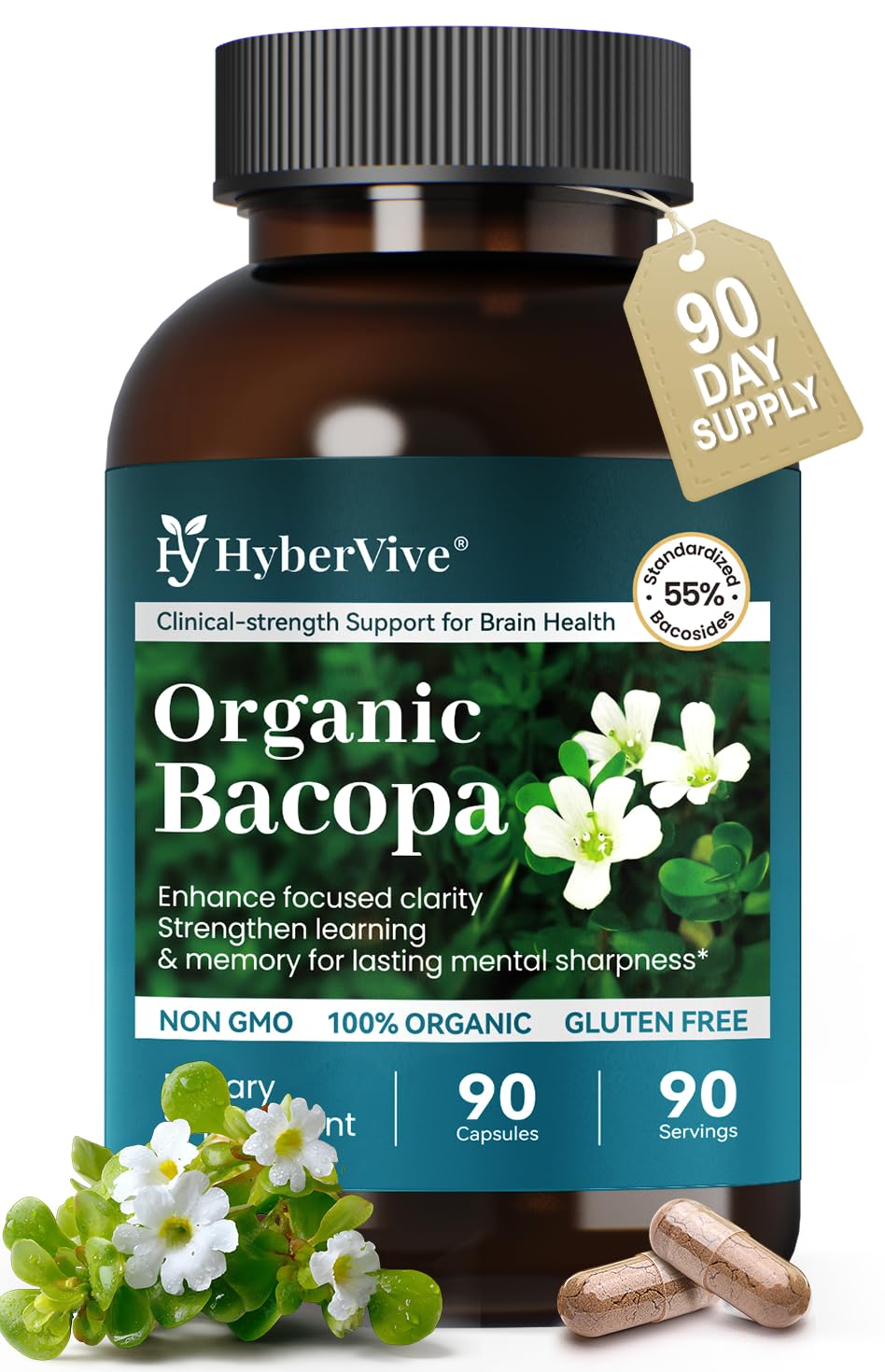 HyberVive Bacopa Monnieri 300mg capsules front view