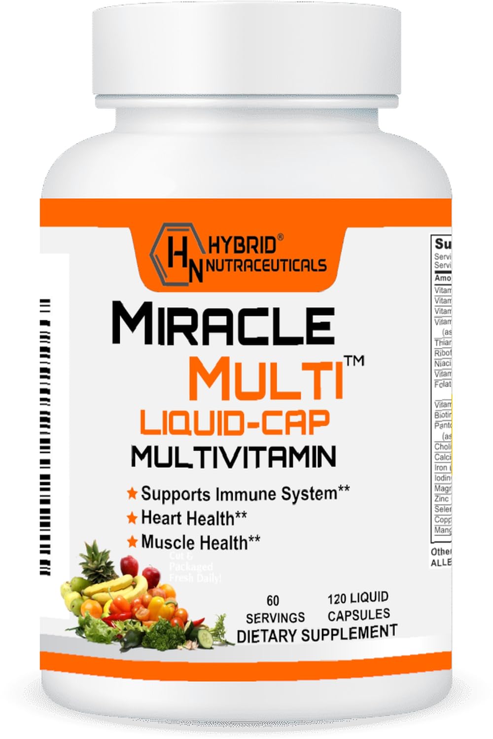 Hybrid Nutraceuticals Miracle Multi Liquid Cap Multivitamin 120 Softgels front view
