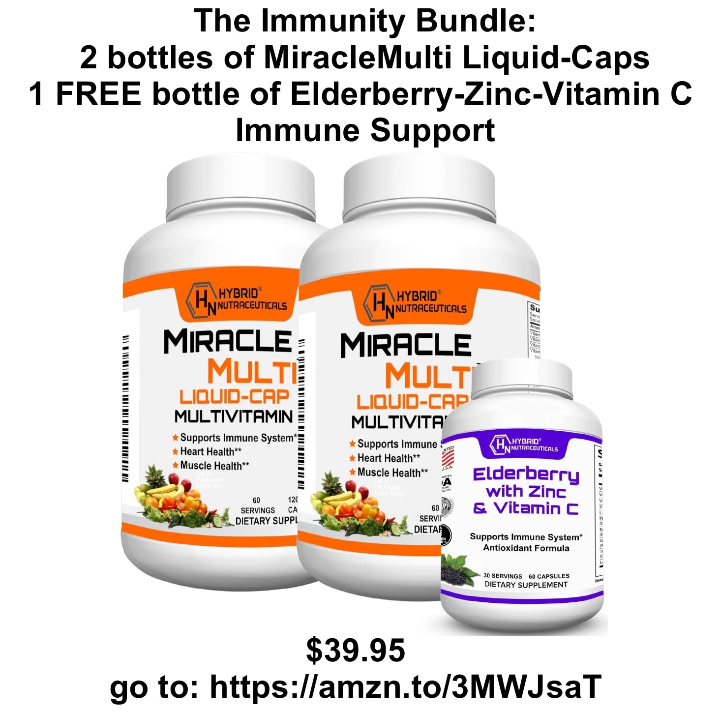 Hybrid Nutraceuticals Miracle Multi Liquid Cap Multivitamin with measuring spoon
