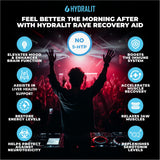 Hydralit 5-HTP Rave use Aid Pills on a wooden table