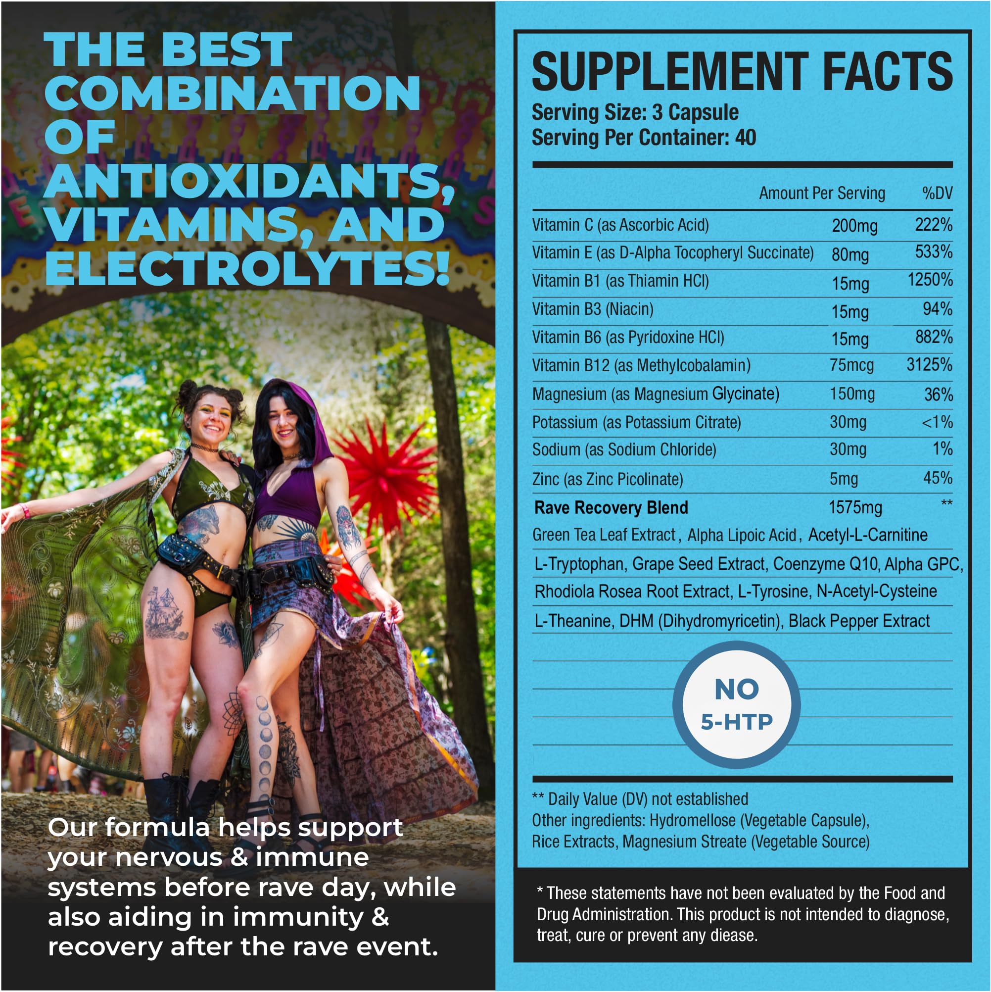 Hydralit 5-HTP Rave use Aid Pills with measuring spoon