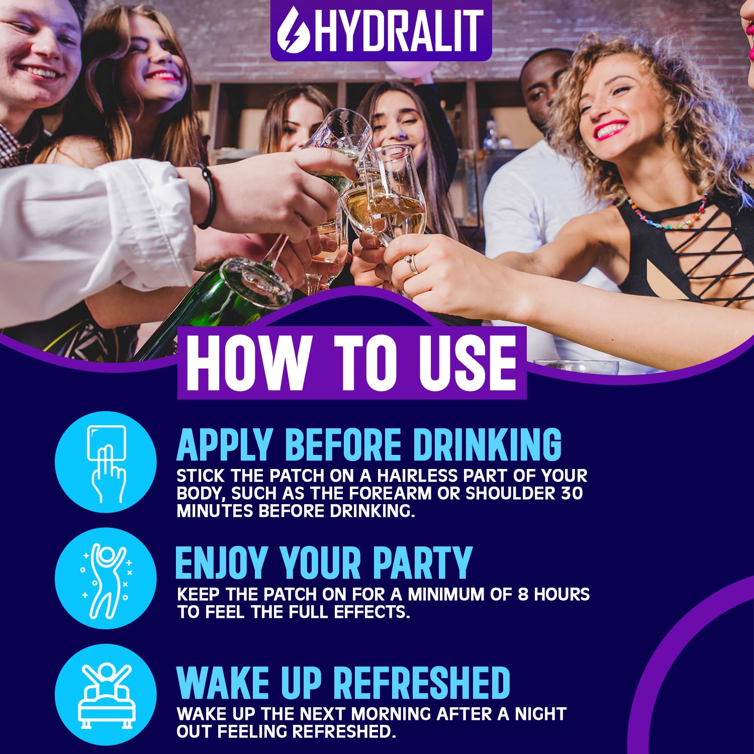 Hydralit Happy Hour Patches secure and comfortable fit