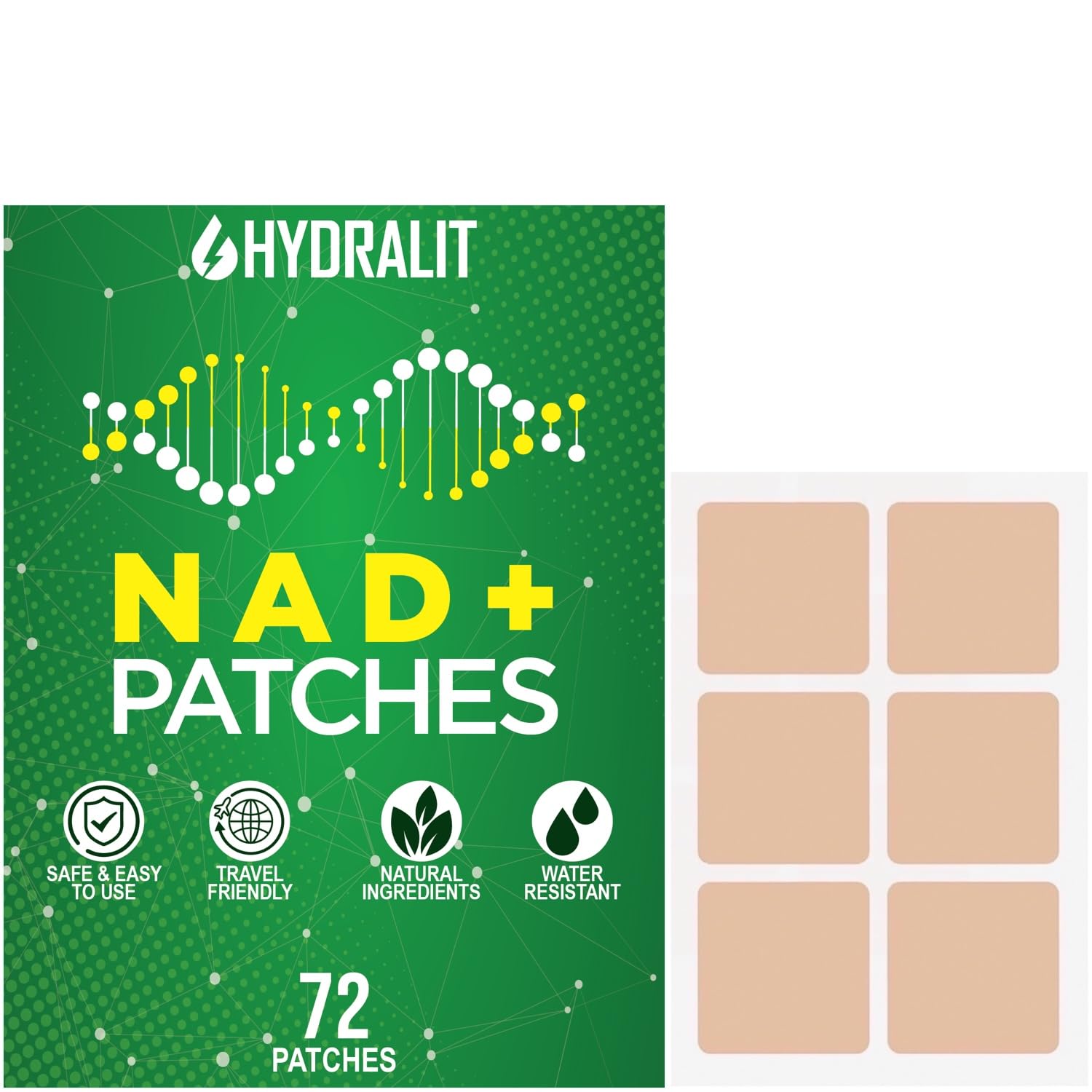 Hydralit NAD+ Patches front view packaging