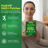 Hydralit NAD+ Patches next to everyday items for size reference