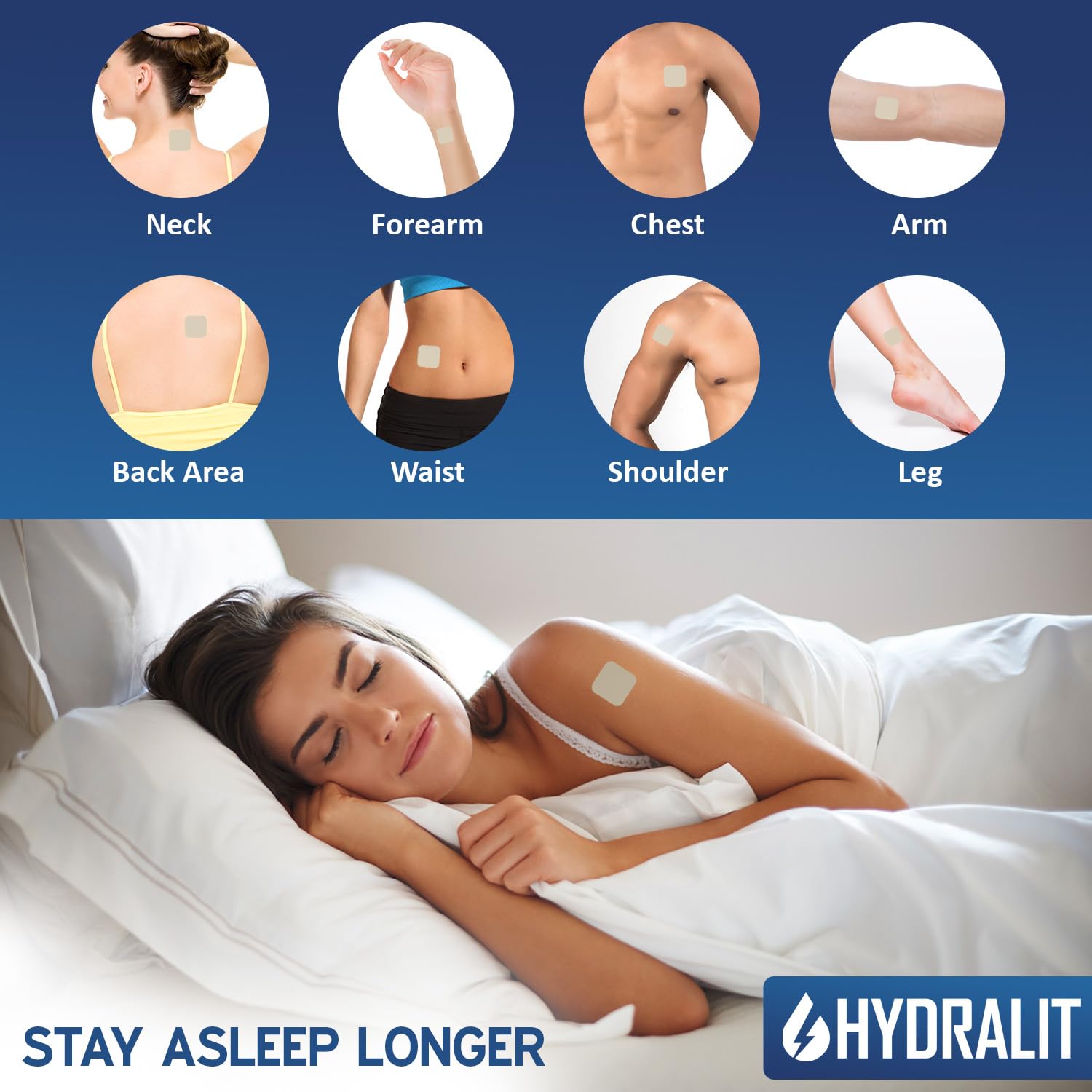 Hydralit Sleep Patches lifestyle scene on bedside table