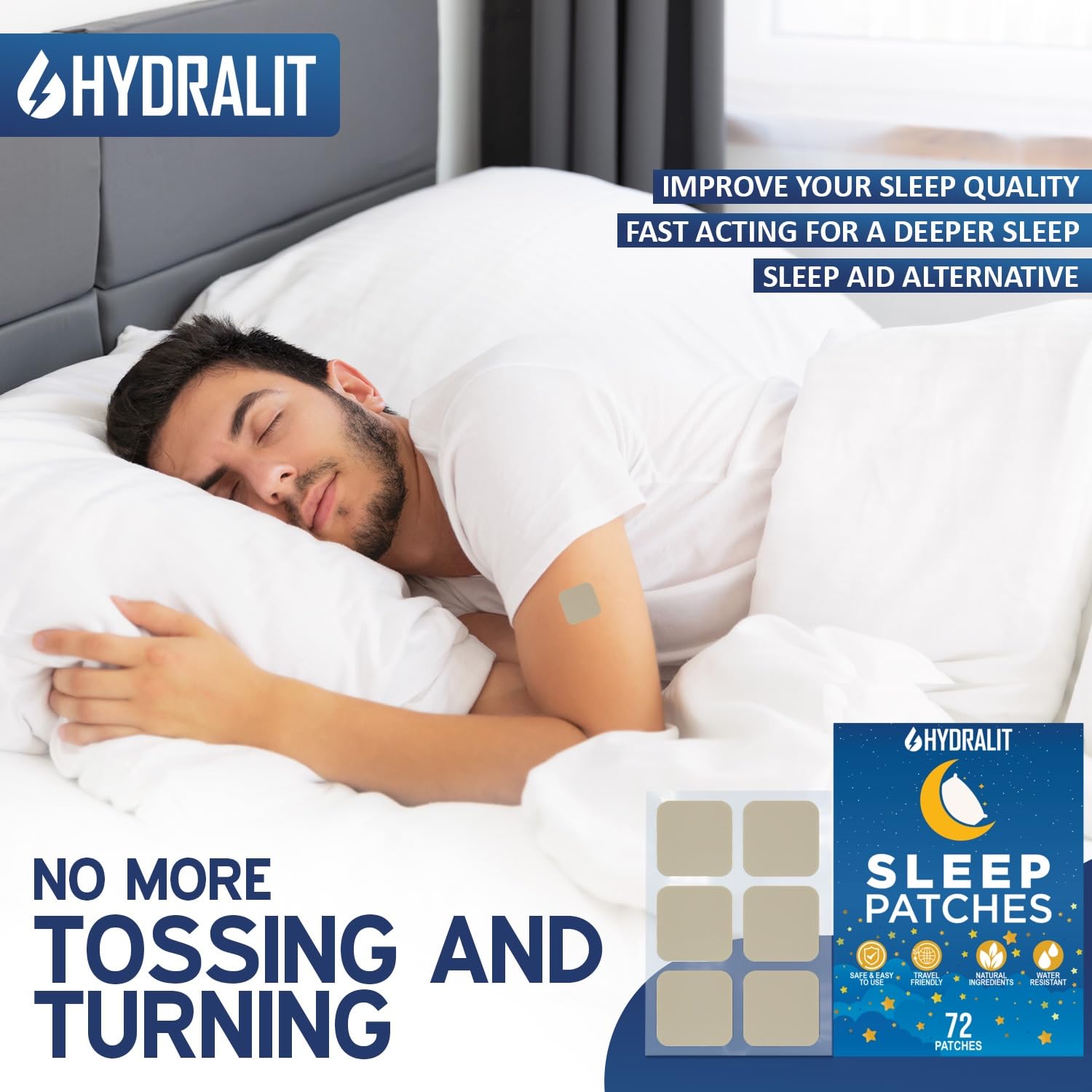 Hydralit Sleep Patches showing application instructions