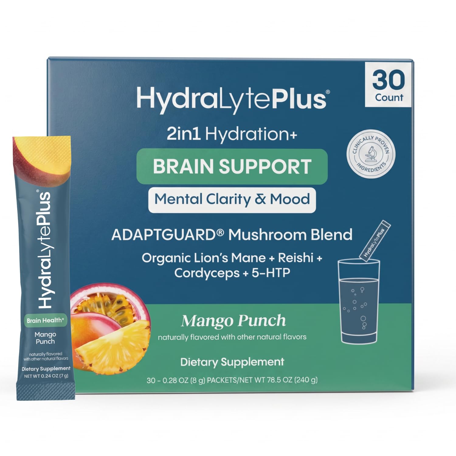 Hydralyte Mushroom Supplement 240g front view with packaging