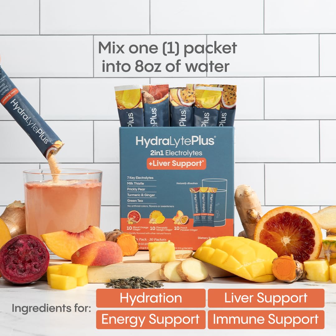 Hydralyte Plus Liver Support 340g close-up of stick pack