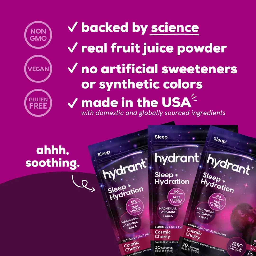 HYDRANT Sleep Aid Powder ingredients list on packaging