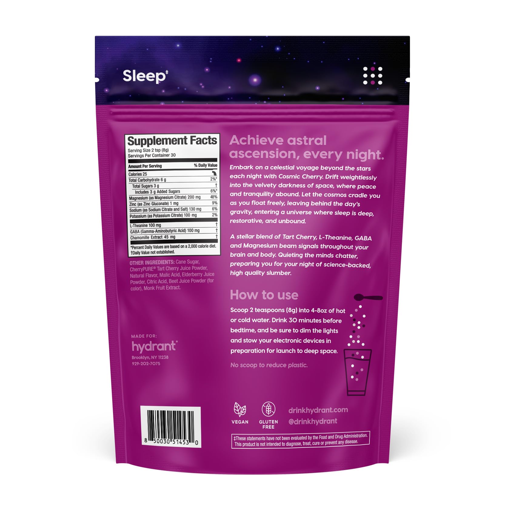 HYDRANT Sleep Aid Powder mixed in a beverage