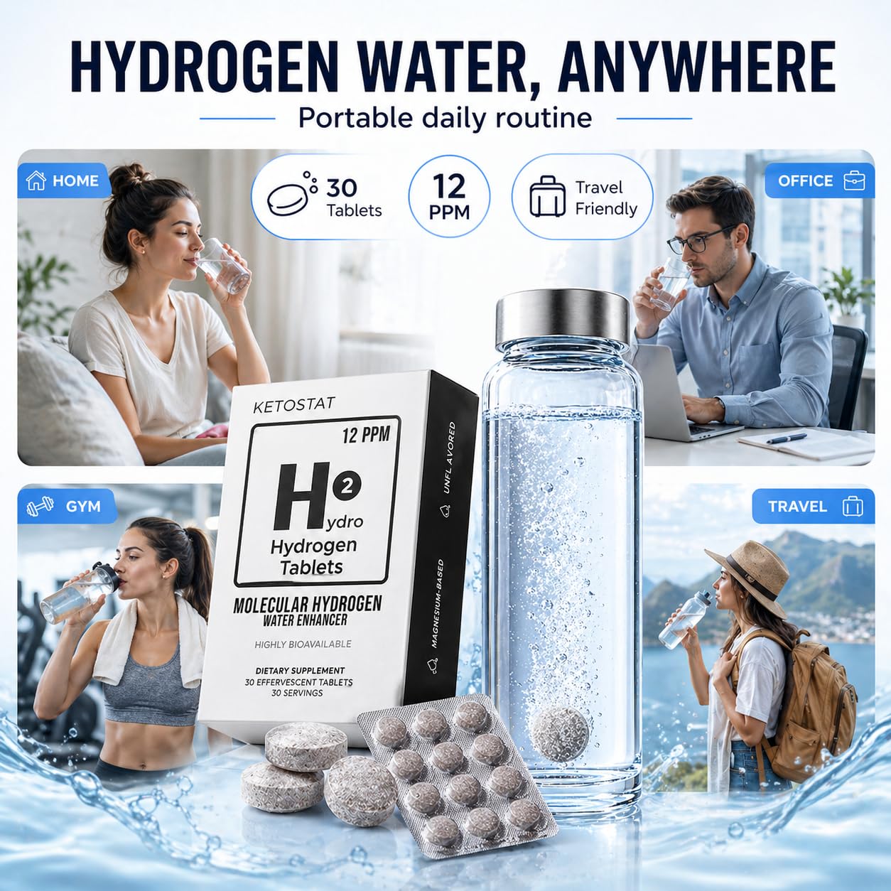 HYDRO HYDROGEN TABLETS side view of packaging