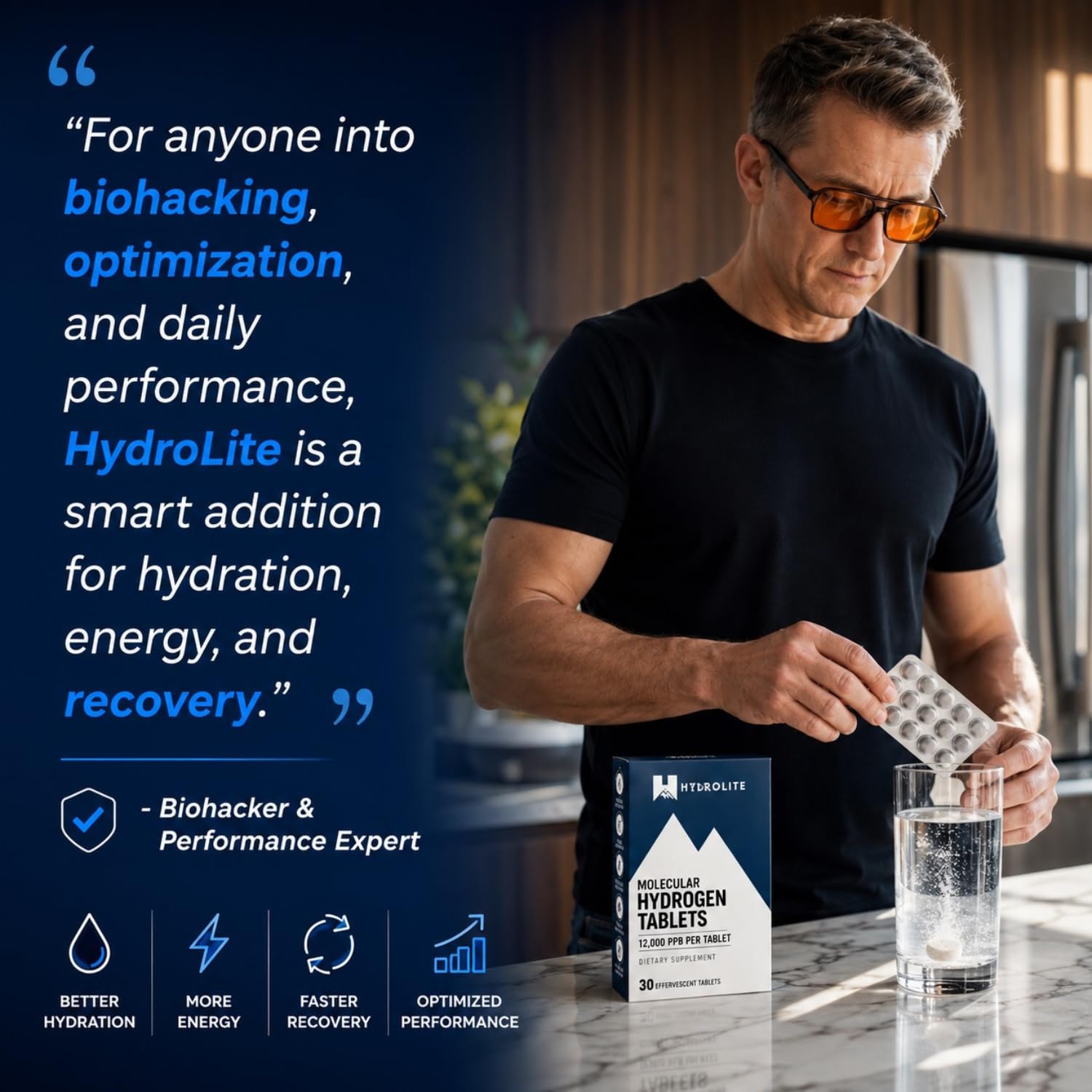 Hydrolite Hydrogen Water Tablets in a lifestyle setting