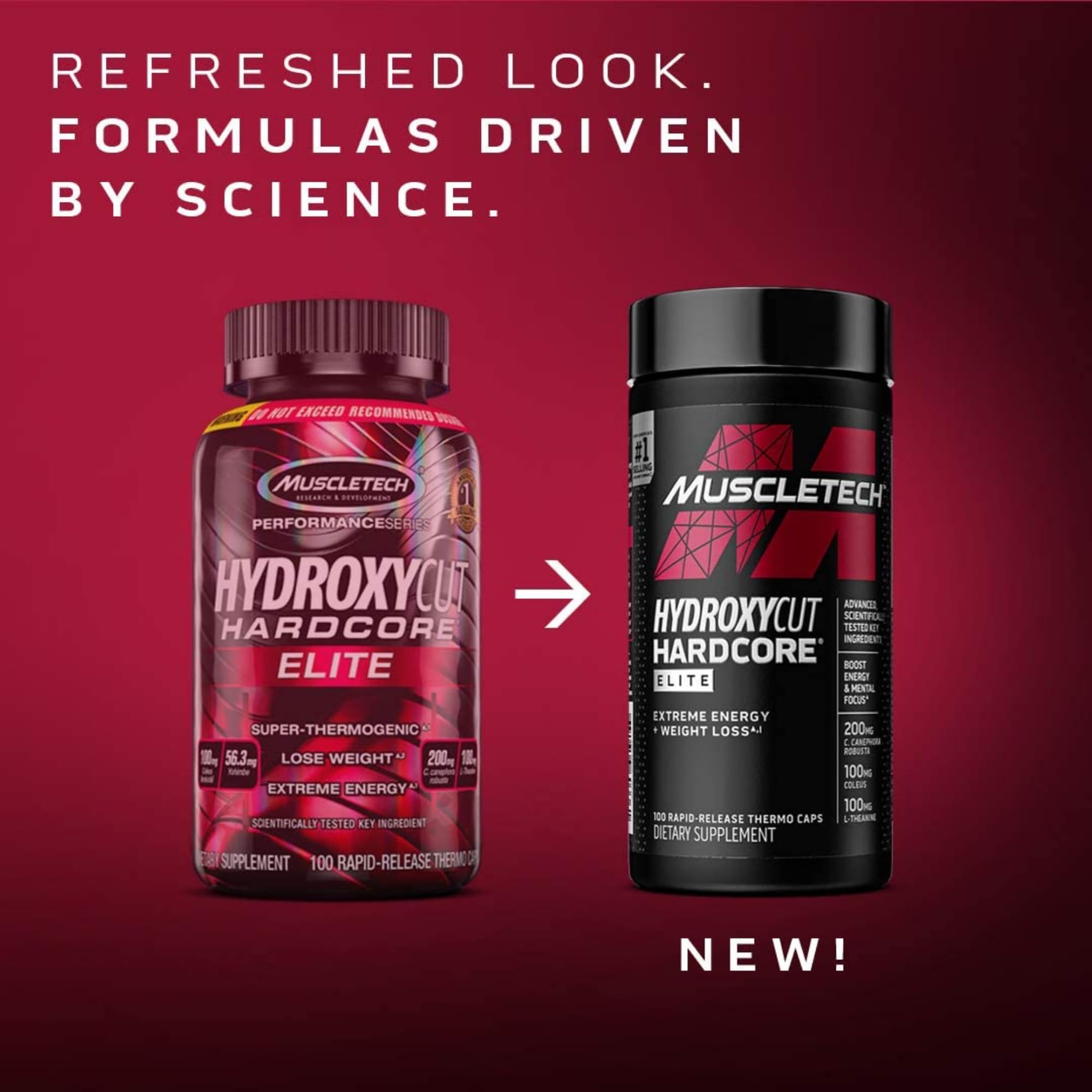 Hydroxycut Hardcore Elite capsules displayed on a table