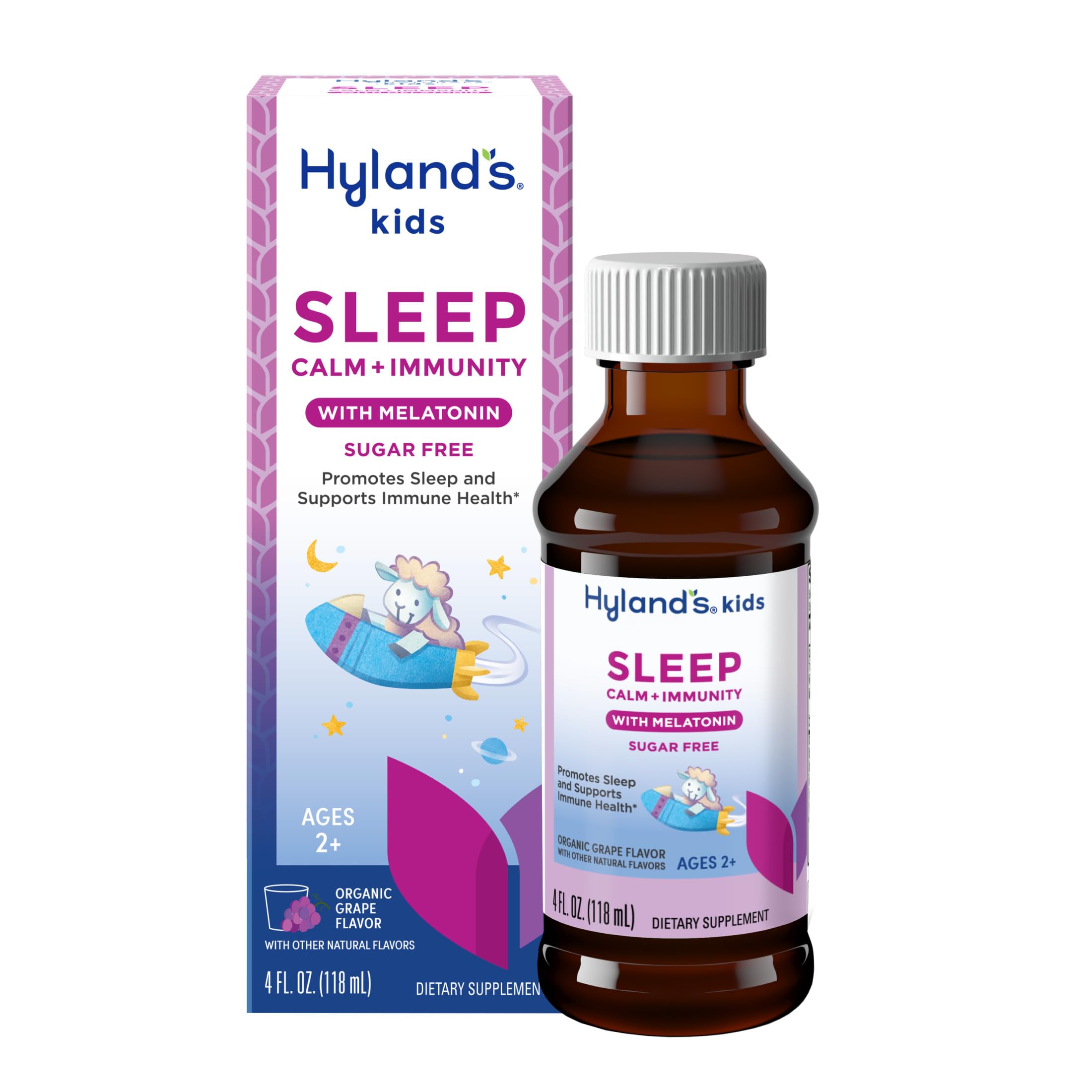 Hyland's Kids Melatonin Sleep + daily wellness Support 4oz front view