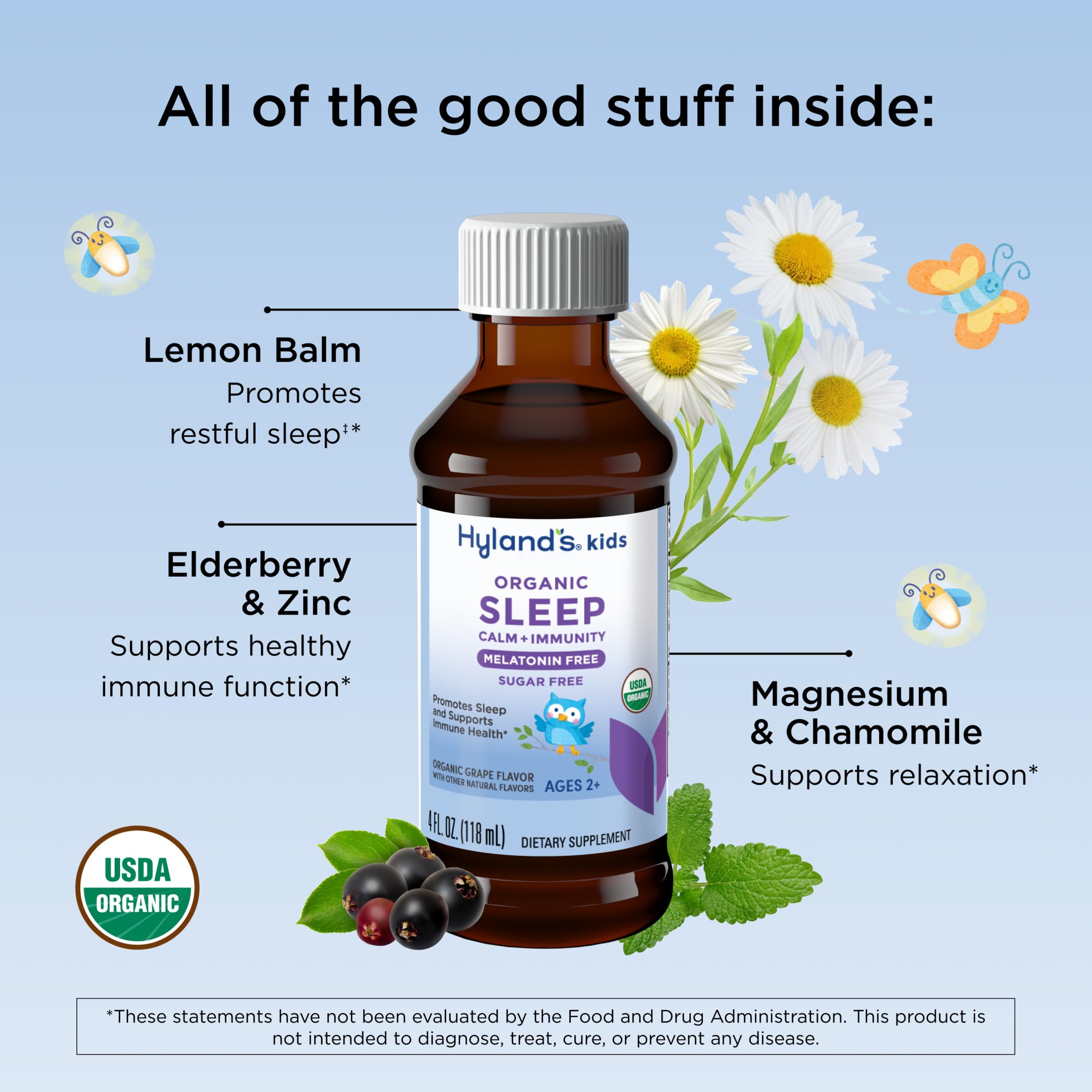 Hyland's Kids Organic Sleep Liquid 4oz side view