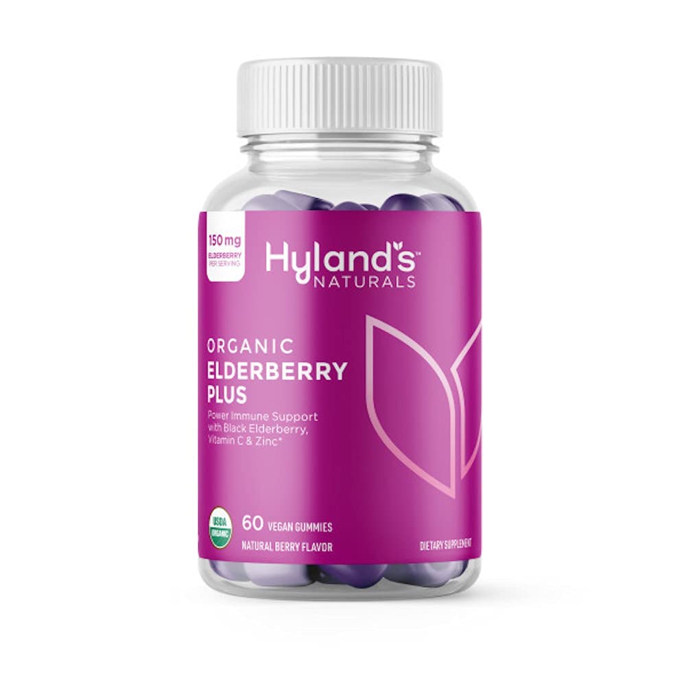 Hyland's Organic Elderberry Plus Gummies front view with packaging