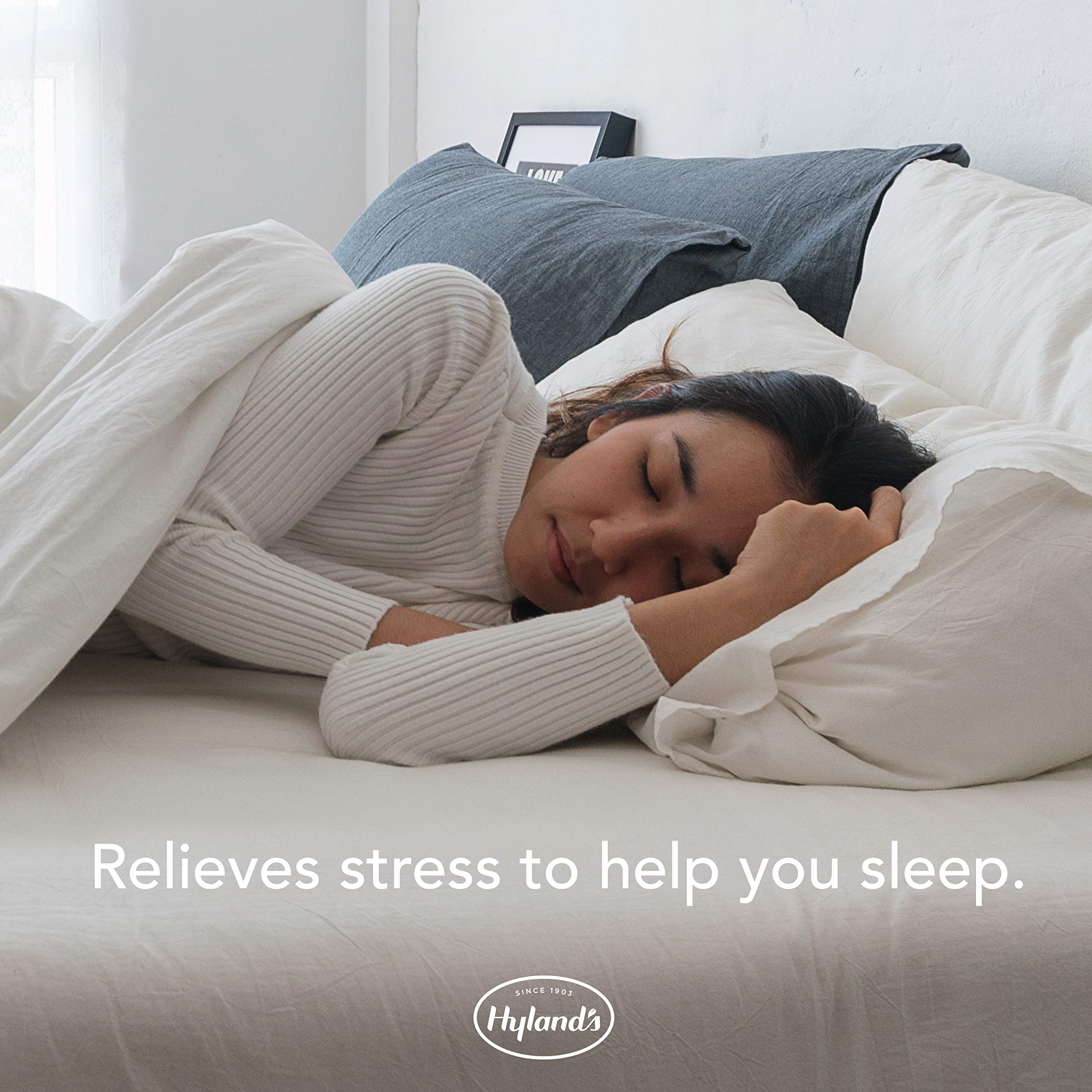Hyland's Sleep Aid Tablets packaging with white tablets visible