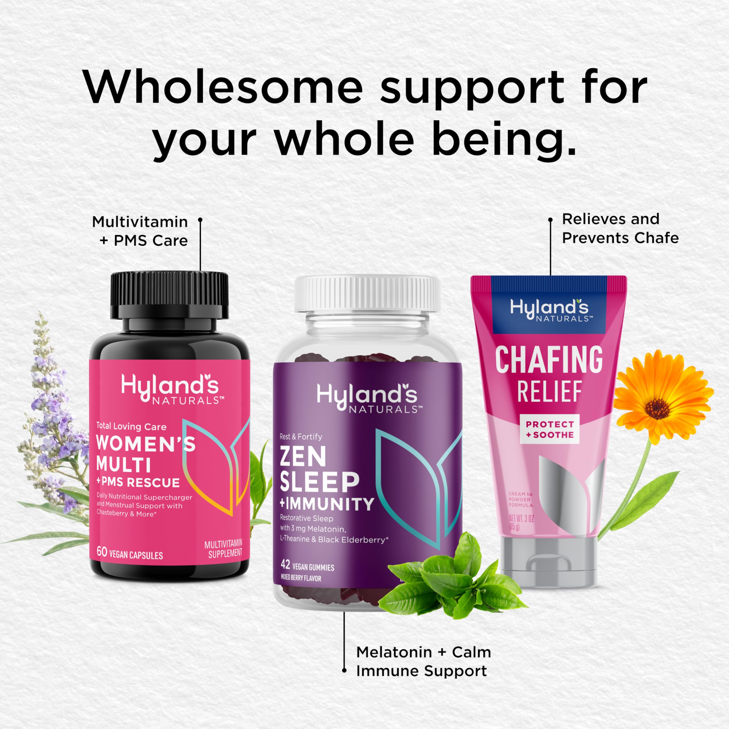 Hyland's Zen Sleep & daily wellness Gummies in a bowl