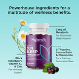 Hyland's Zen Sleep & daily wellness Gummies showing individual gummies