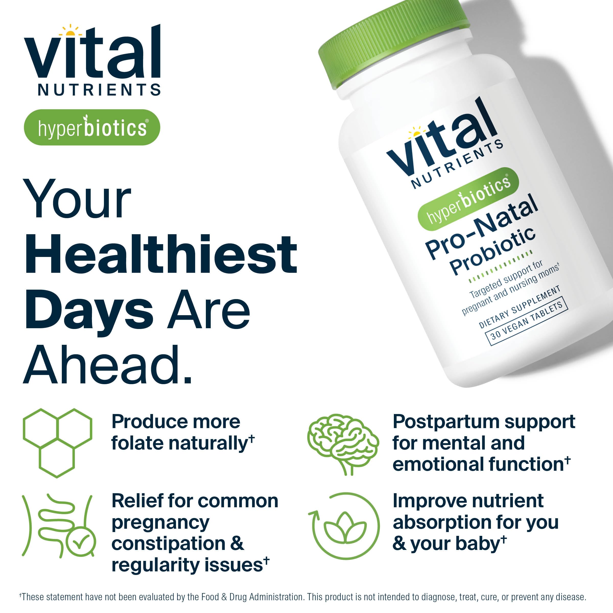 Hyperbiotics Daily Prenatal Probiotic 30 Capsules with measuring spoon