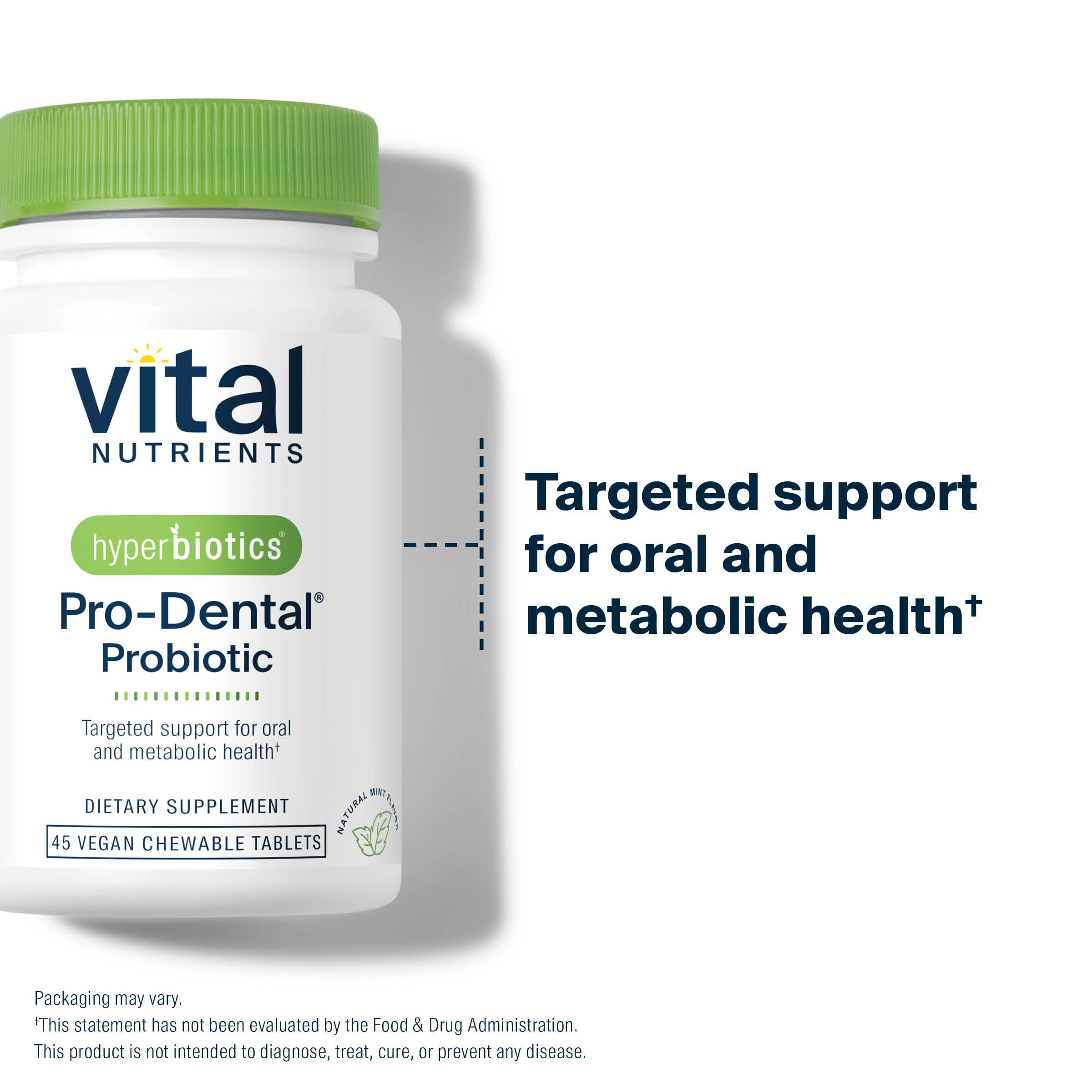 Hyperbiotics Oral Probiotics Mint Chewable Tablets back view