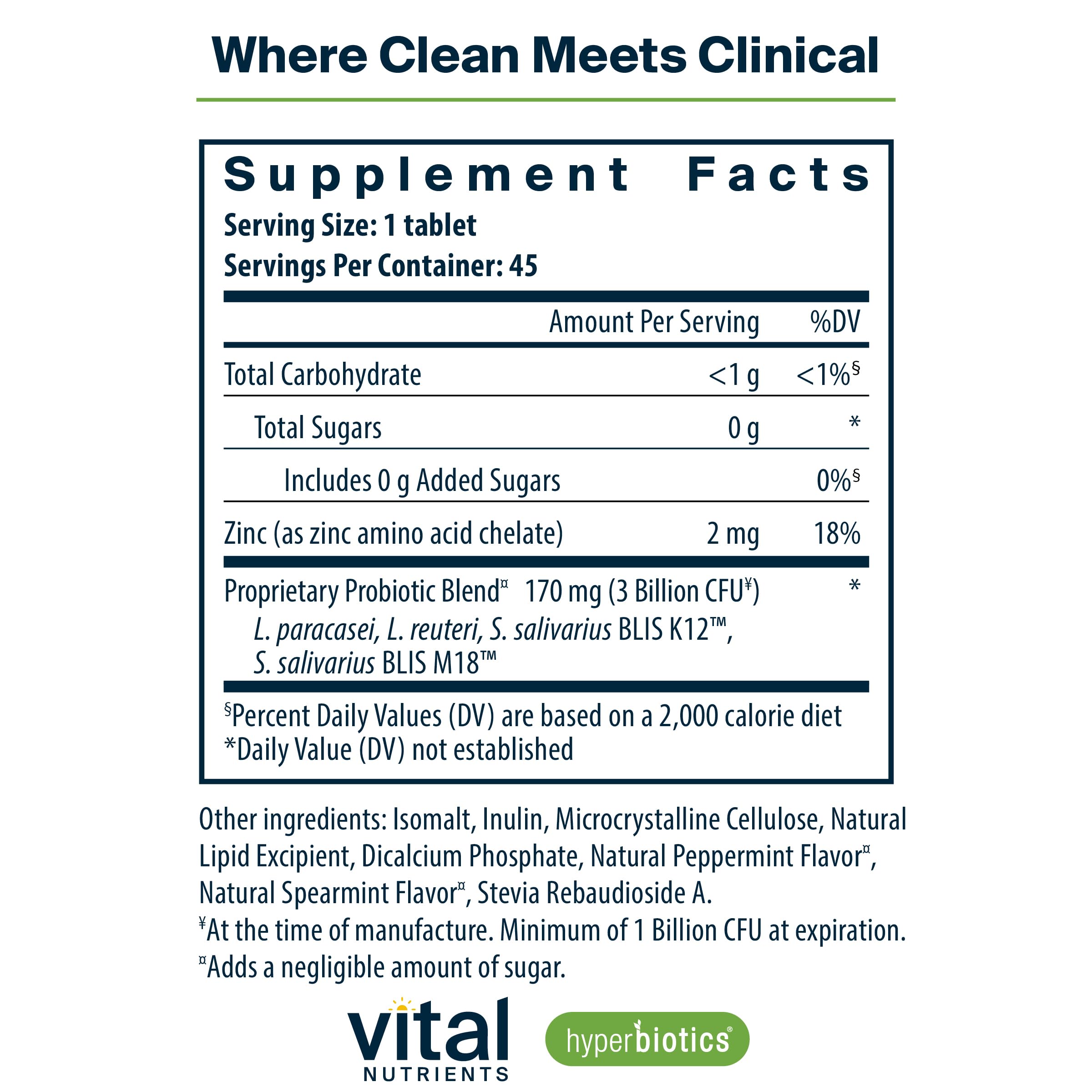 Hyperbiotics Oral Probiotics Mint Chewable Tablets packaging