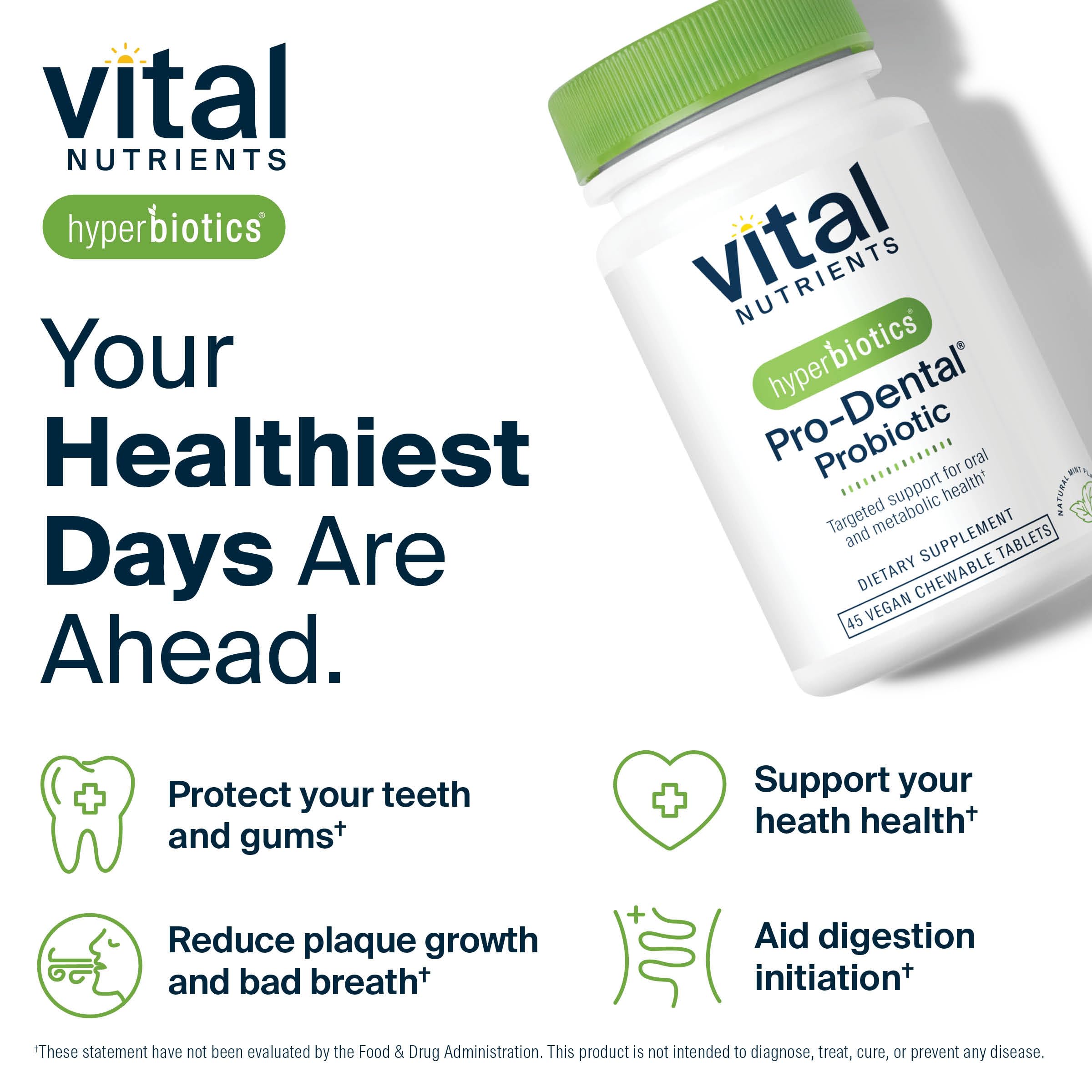 Hyperbiotics Oral Probiotics Mint Chewable Tablets with mint leaves