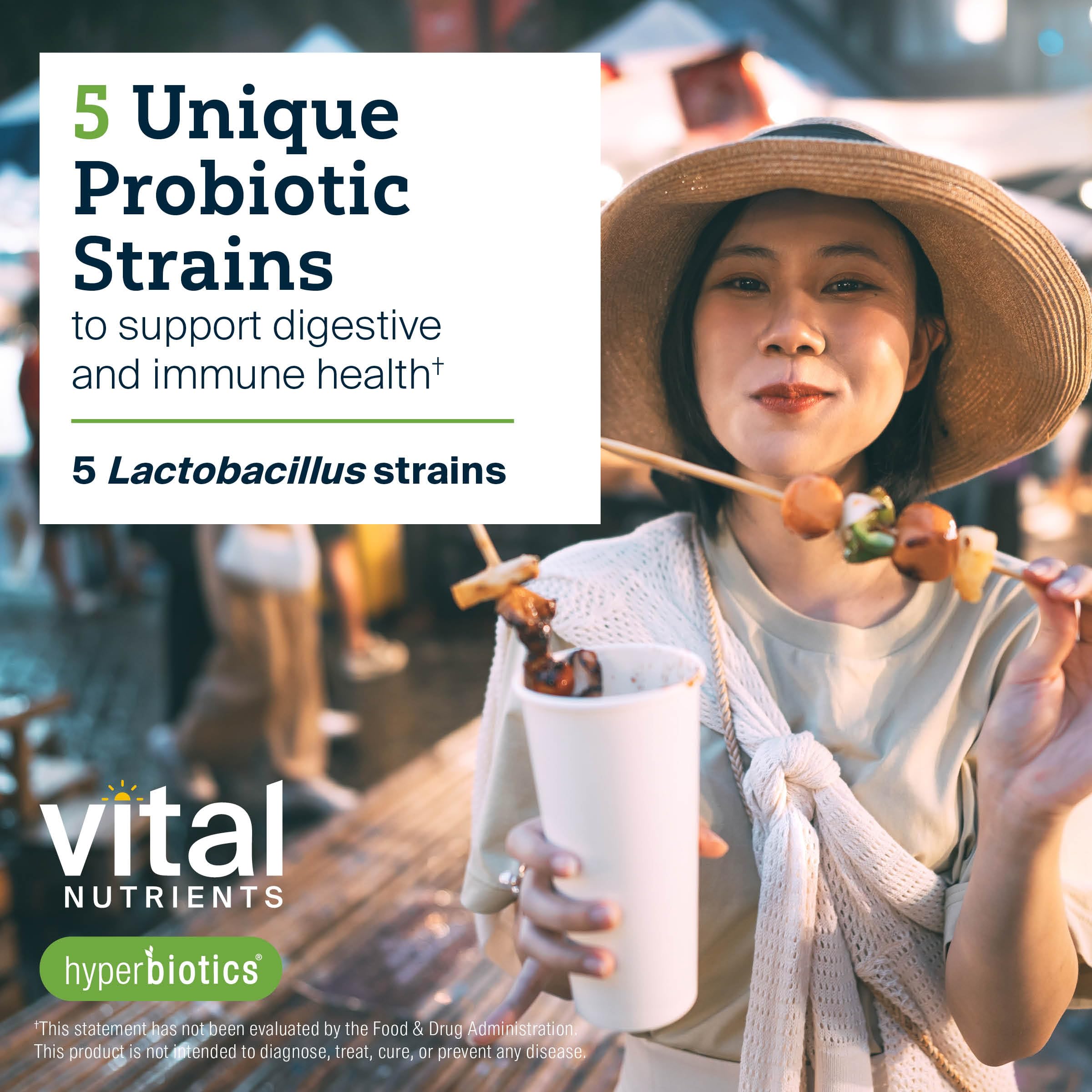 Hyperbiotics Prebiotic and Probiotic Capsules on a wooden table