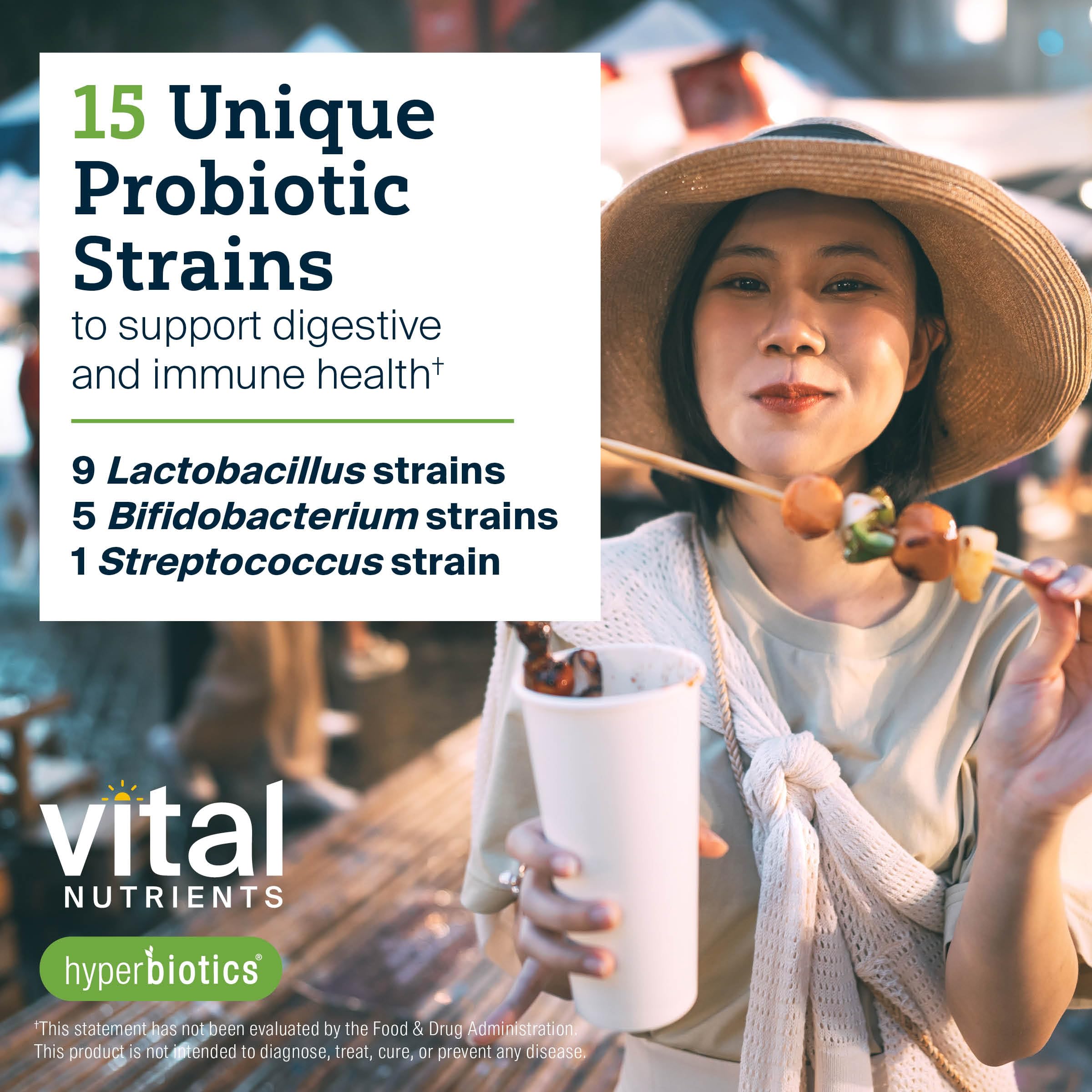 Hyperbiotics Probiotic Supplement displayed with a glass of water