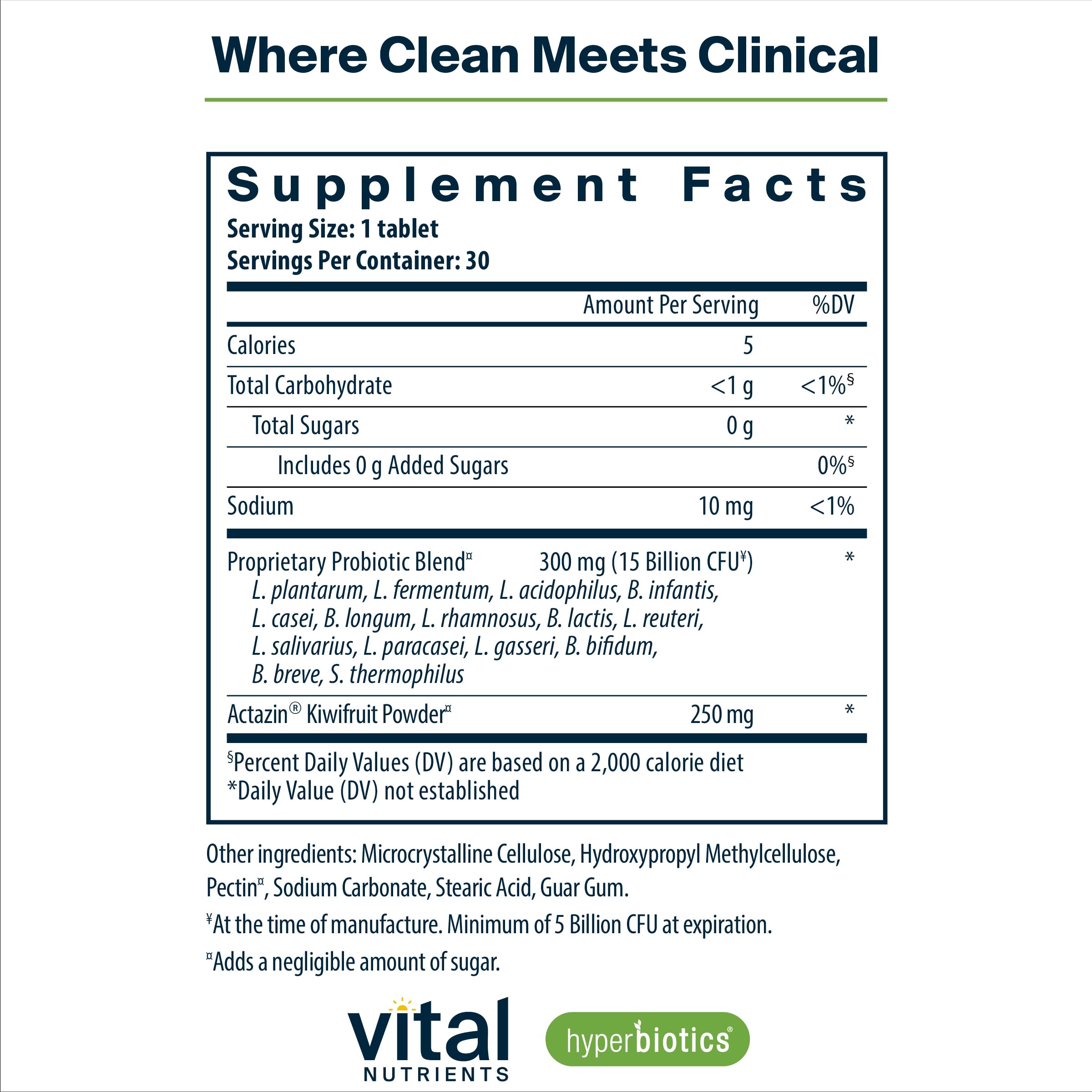 Hyperbiotics Probiotic Supplement side view showing capsule details