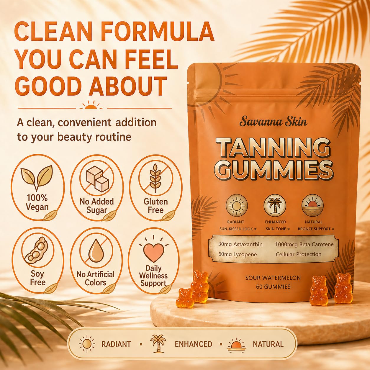 Hyuikiu Savanna Skin Tanning Gummies close-up of gummy texture