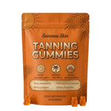 Hyuikiu Savanna Skin Tanning Gummies front view with packaging