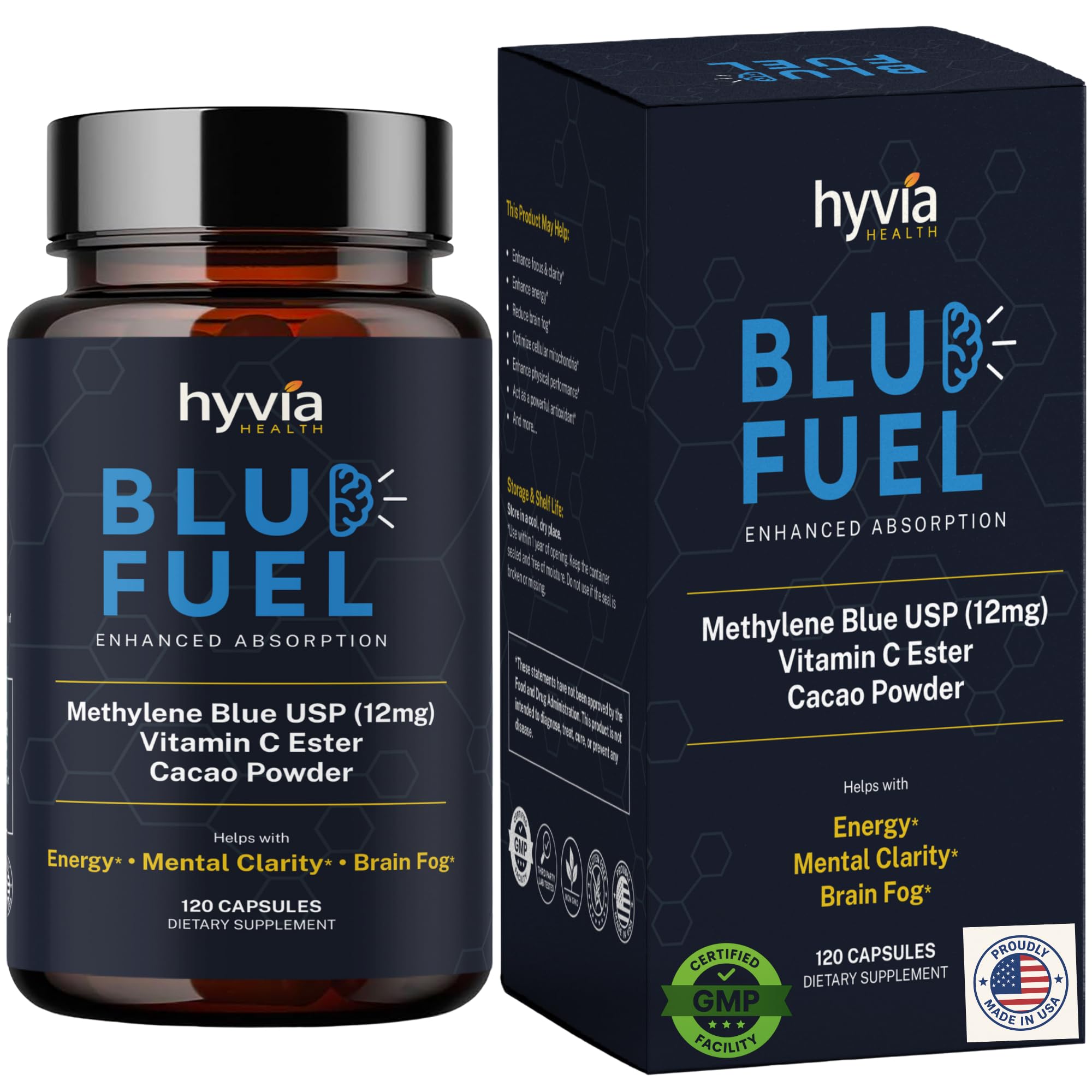 Hyvia Health Blue Fuel Methylene Blue Capsules front view