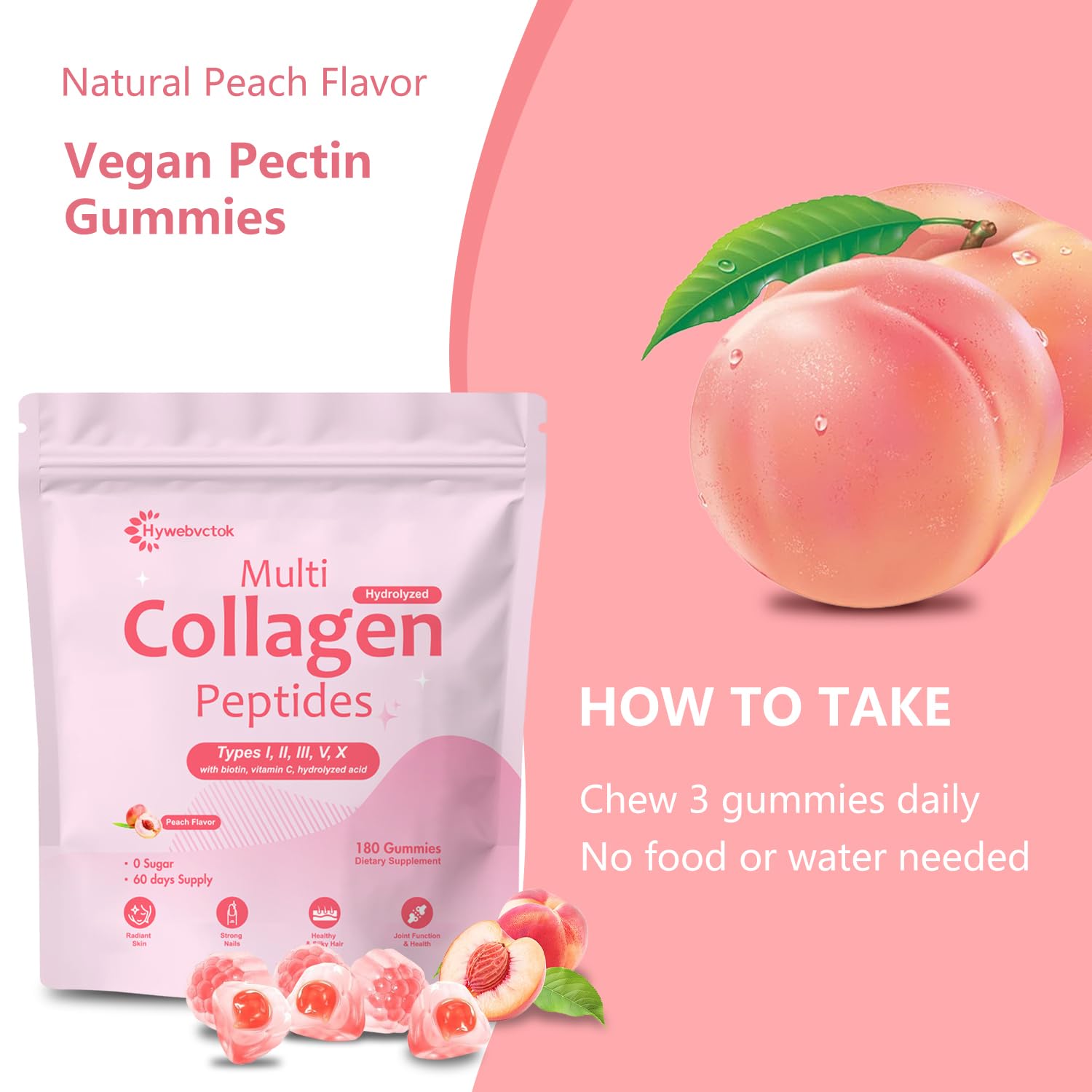 Hywebvctok Collagen Gummies in a hand for size reference