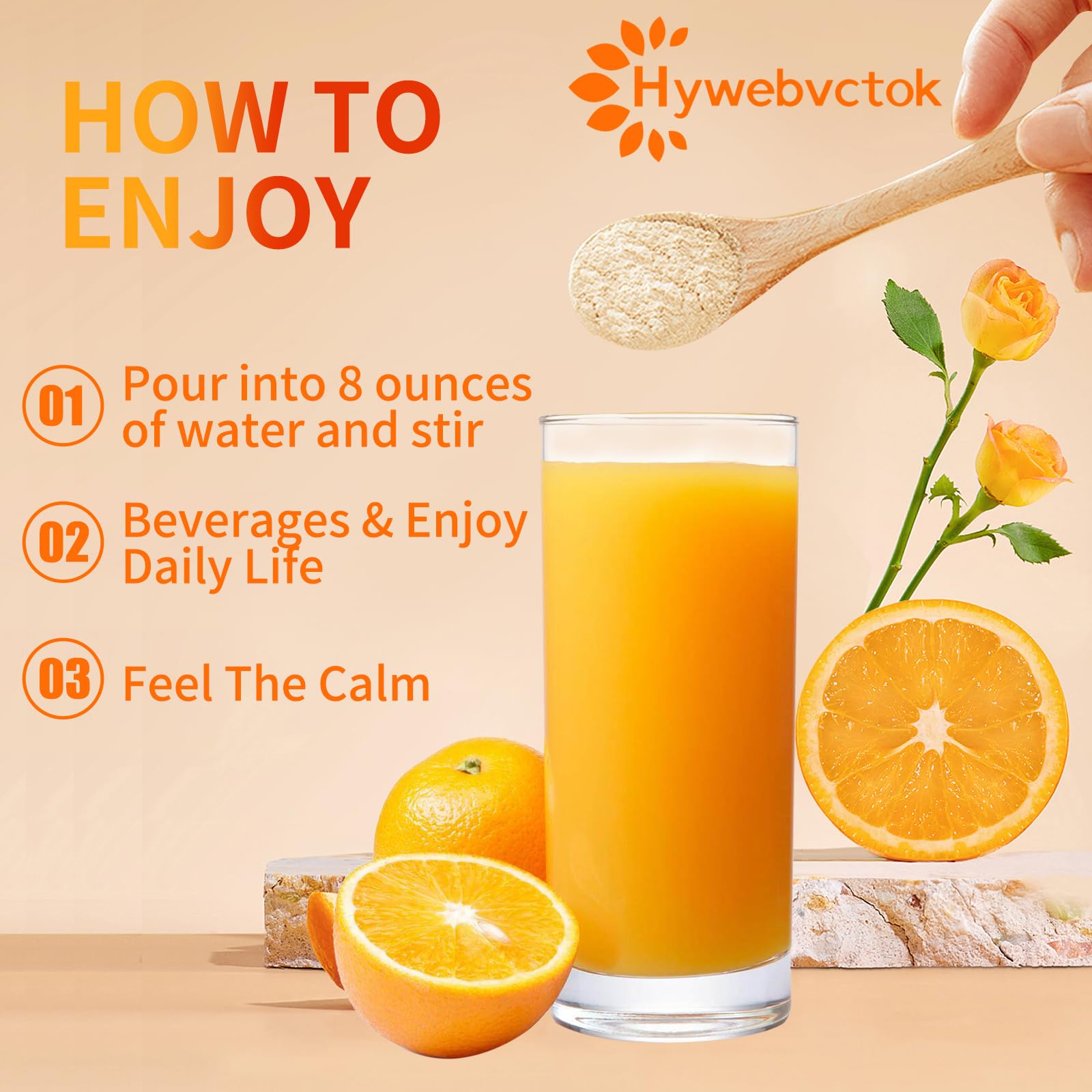 Hywebvctok Cortisol Drink Mix on a kitchen counter